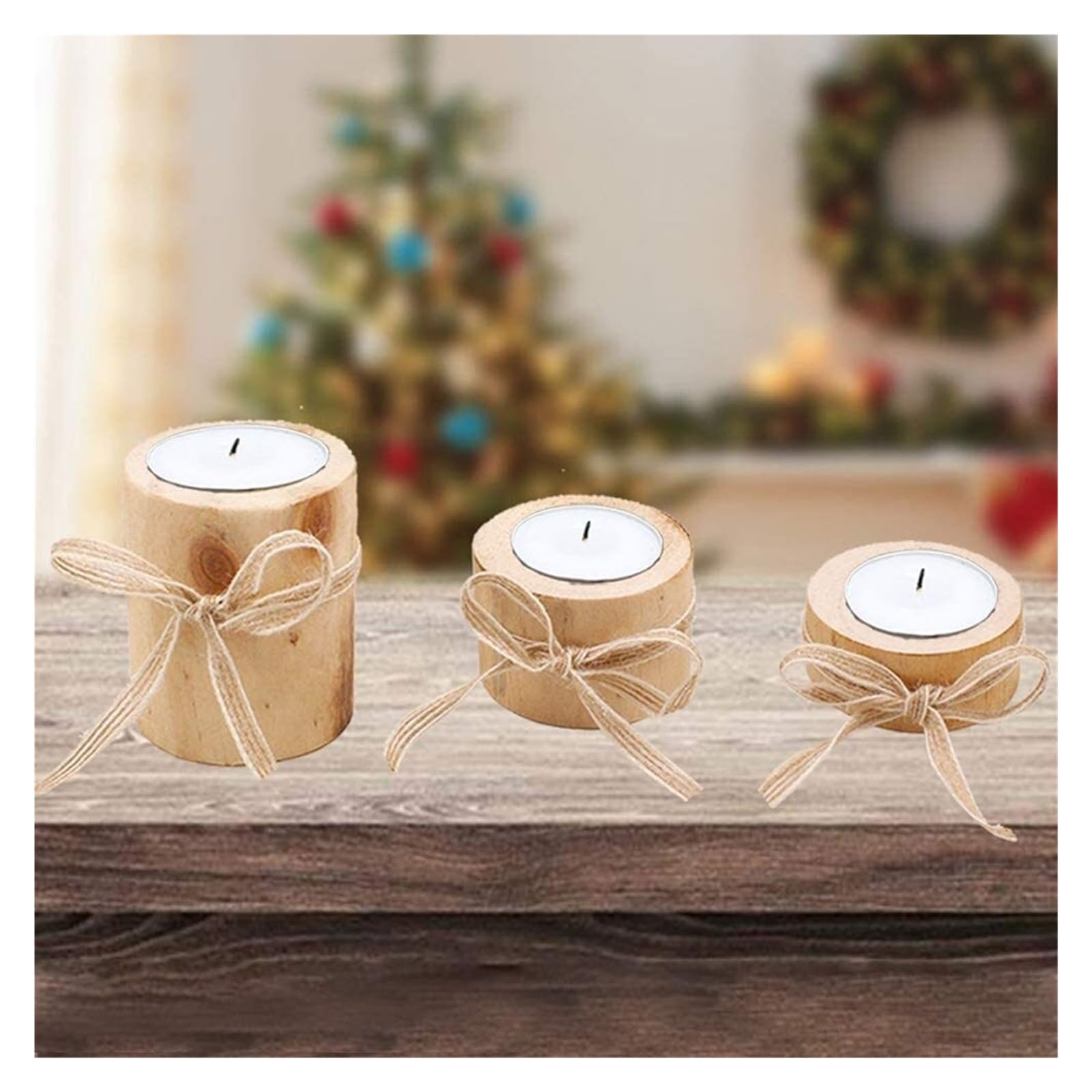 Kerzenständer 3-teiliges Set aus Holz for Heimdekoration, Party, Büro, Geschenk, Romantisches Set, Leichter Atmosphärenständer, festlicher Kerzenständer, Teelicht Heimdekoration