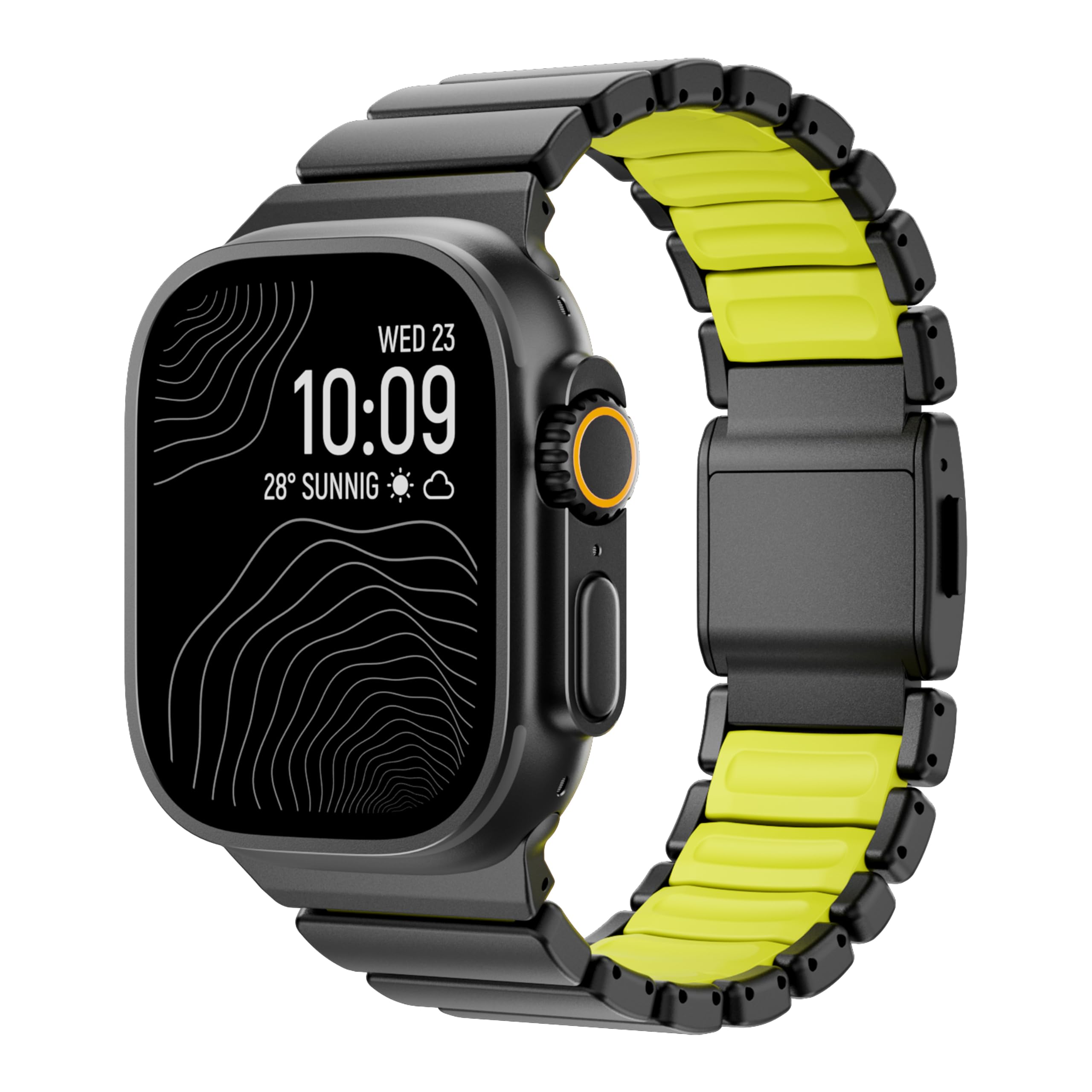 Luxury Titanium Silicone Dual-Layer Link Bands Compatible with Apple Watch Band Ultra 3/2/1 49mm 46mm 45mm 44mm 42mm, Men Women Magnetic Clasp Metal Bracelet for iWatch Series 11 10 9 8 7 6 5 4 SE (Black-Green, 49mm/46mm/45mm/44mm/42mm(Series 3))