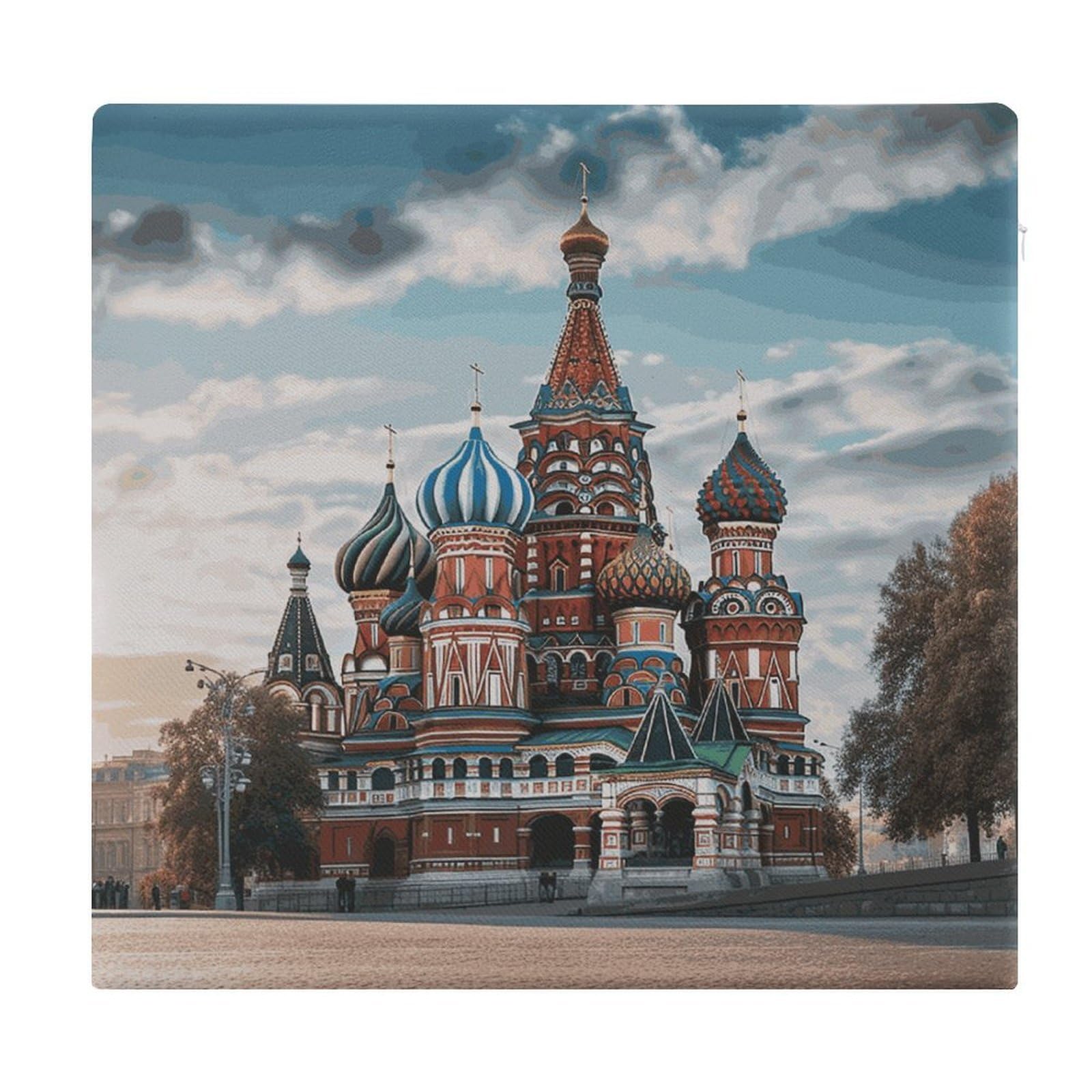 Adfgyerh Style St Basil Cathedral Red Square In Moscow Cushions Memory Foam For Adults, Seat Cushion Chair Pads Soft, Square Pillows For Dining, Kitchen, Office, Patio Chairs