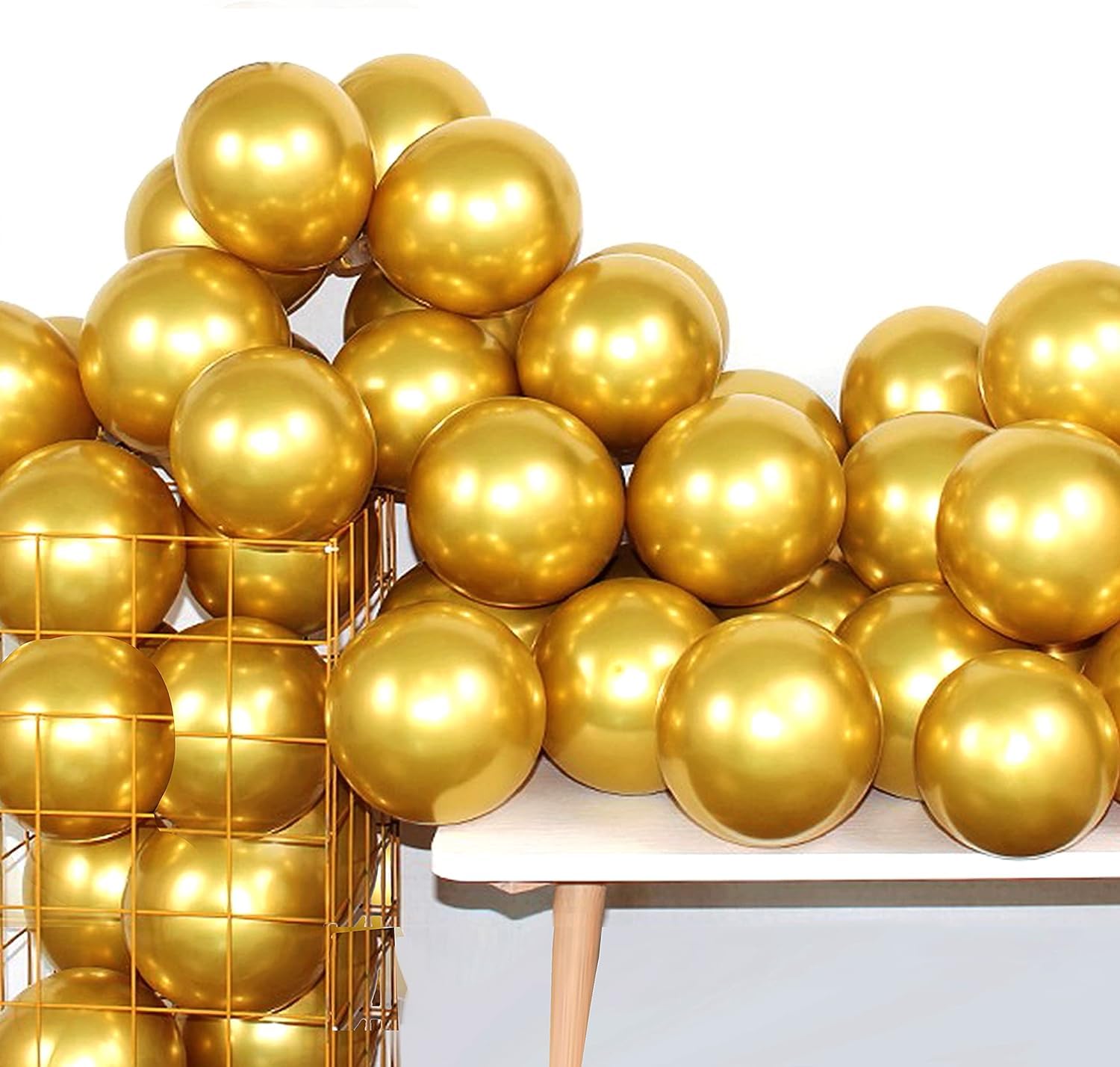 LAROKO Metallic Chrome Balloons, 12 Inch Latex Helium Shiny Thicken Balloons for Party Decoration Gold 50 Pcs