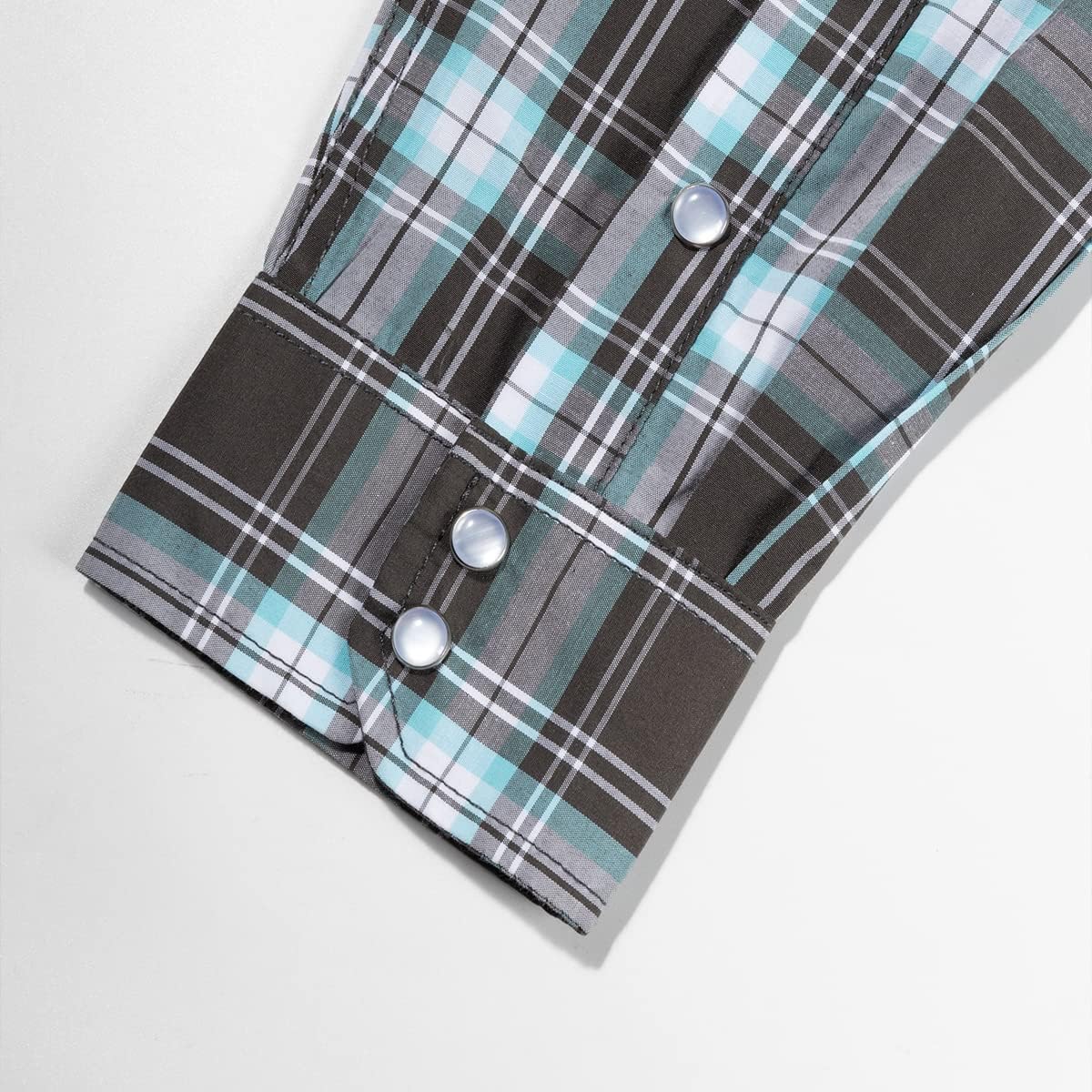 COEVALS CLUB Men's Western Cowboy Long Sleeve Pearl Snap Casual Work Shirts - Image 6