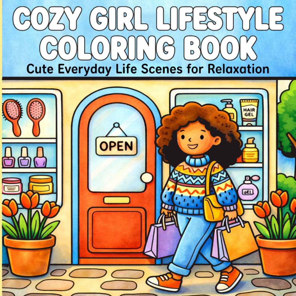 Cozy Girl Lifestyle Coloring Book Cute Everyday Life Scenes for Relaxation: 40 Adorable Moments, and Relaxing Everyday Activities To Color For Adults