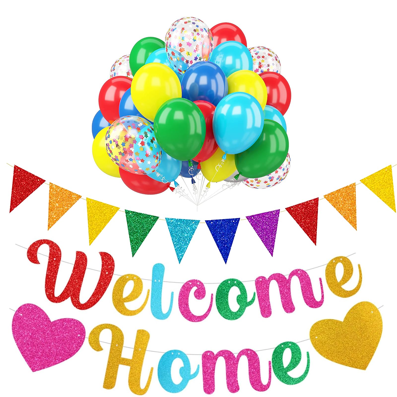 EULAPGOE Welcome Home Banner Welcome Home Decorations, Welcome Home Banners Set, Welcome Home Glitter Banner, Round Garland
