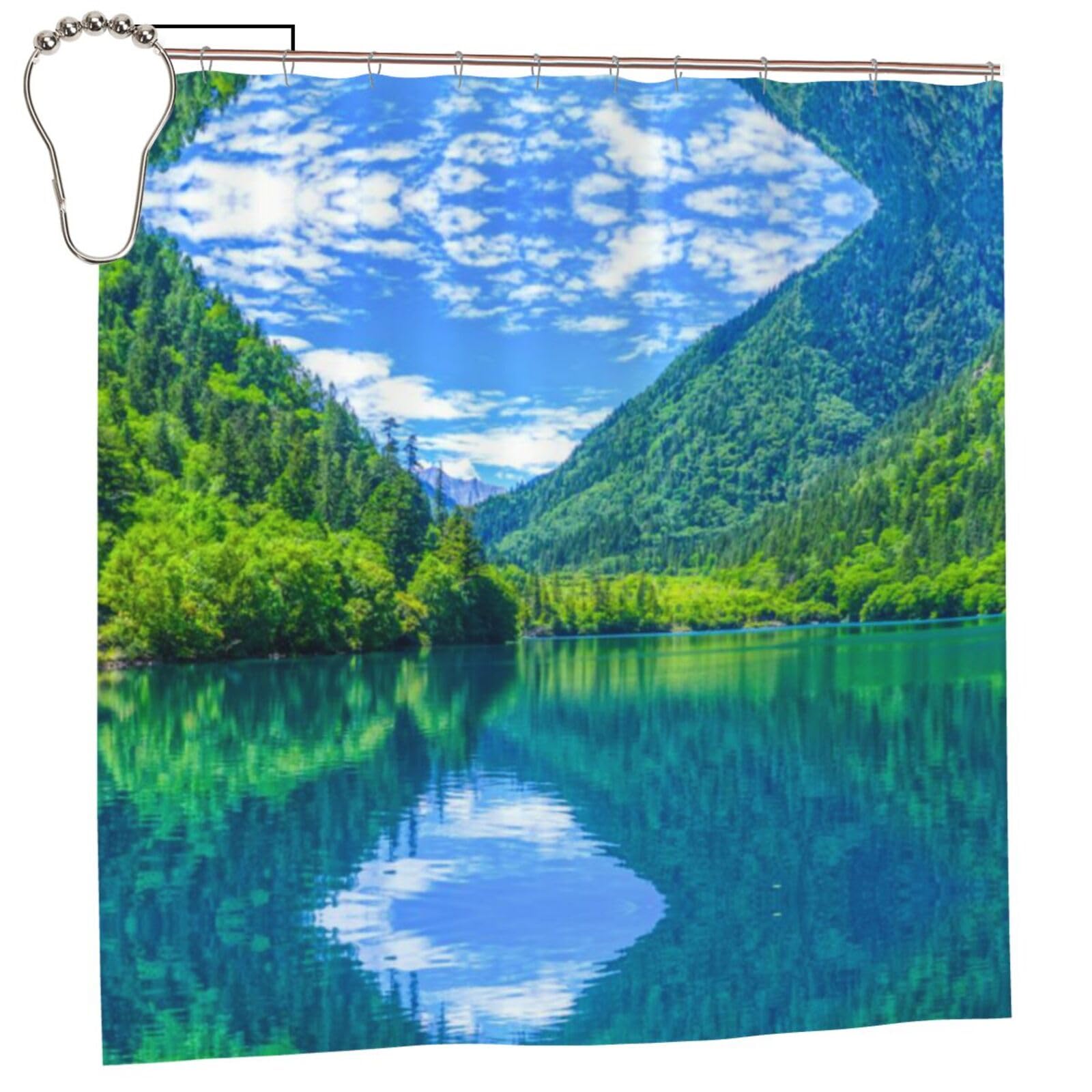 Rideau de douche en tissu polyester haut de gamme motif décoration salle de bain