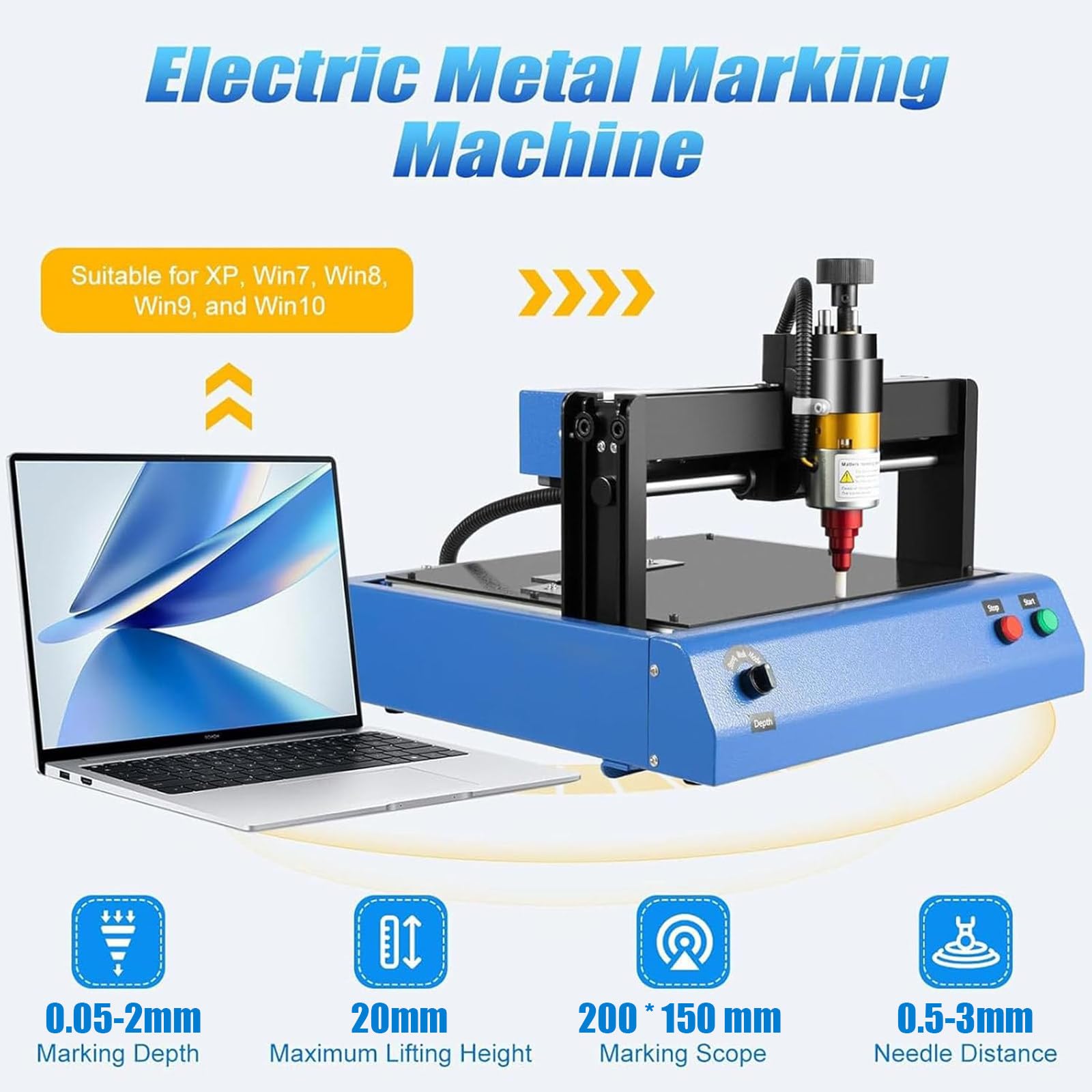 Máquina de grabado eléctrica de metal, grabador de 400 W para marcar números y letras en placas de acero y carteles