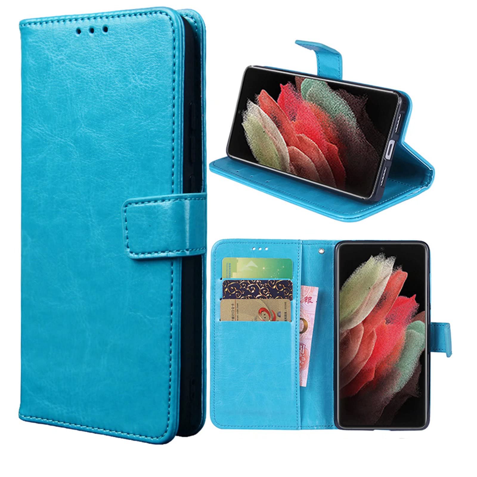 TIANCI Cover Portafoglio In Pelle PU Per Realme 9 Pro E Realme V25, Con 3 Slot Per Carte E Supporto, Antiurto, Bicolore - 2