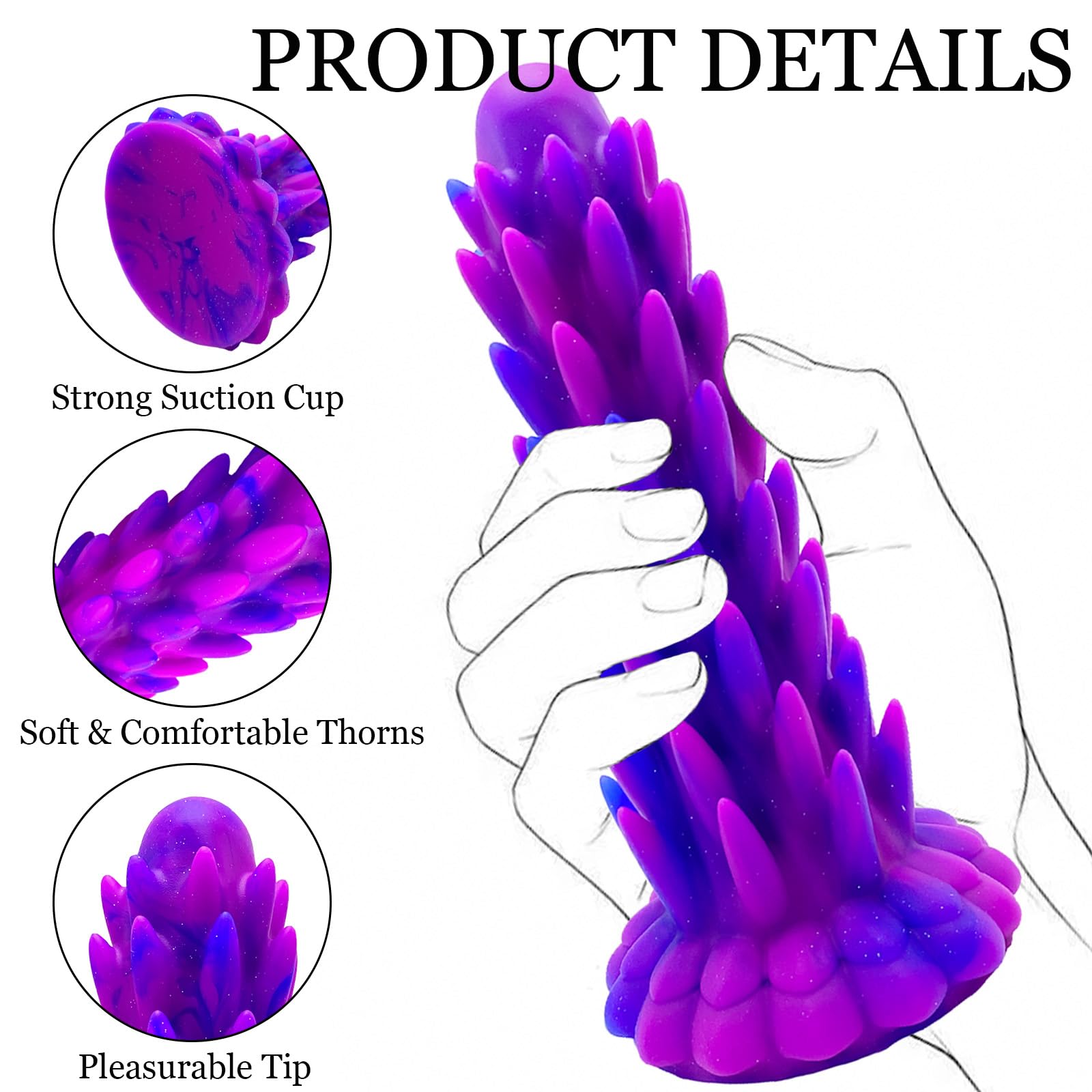 Glowing Realistic Dildo, Big Anal Plug Silicone Anal Dildo with Strong Suction Cup, Luminous Large Butt Plug Trainer Massager Colorful SM Sex Toys for Adult Beginner & Women (L): barb