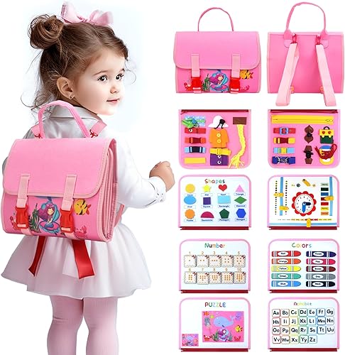 Tablero Montessori de juguete para niños pequeños de 1, 2, 3, 4 años, tablero sensorial de actividades educativas, aprendizaje preescolar, juguetes