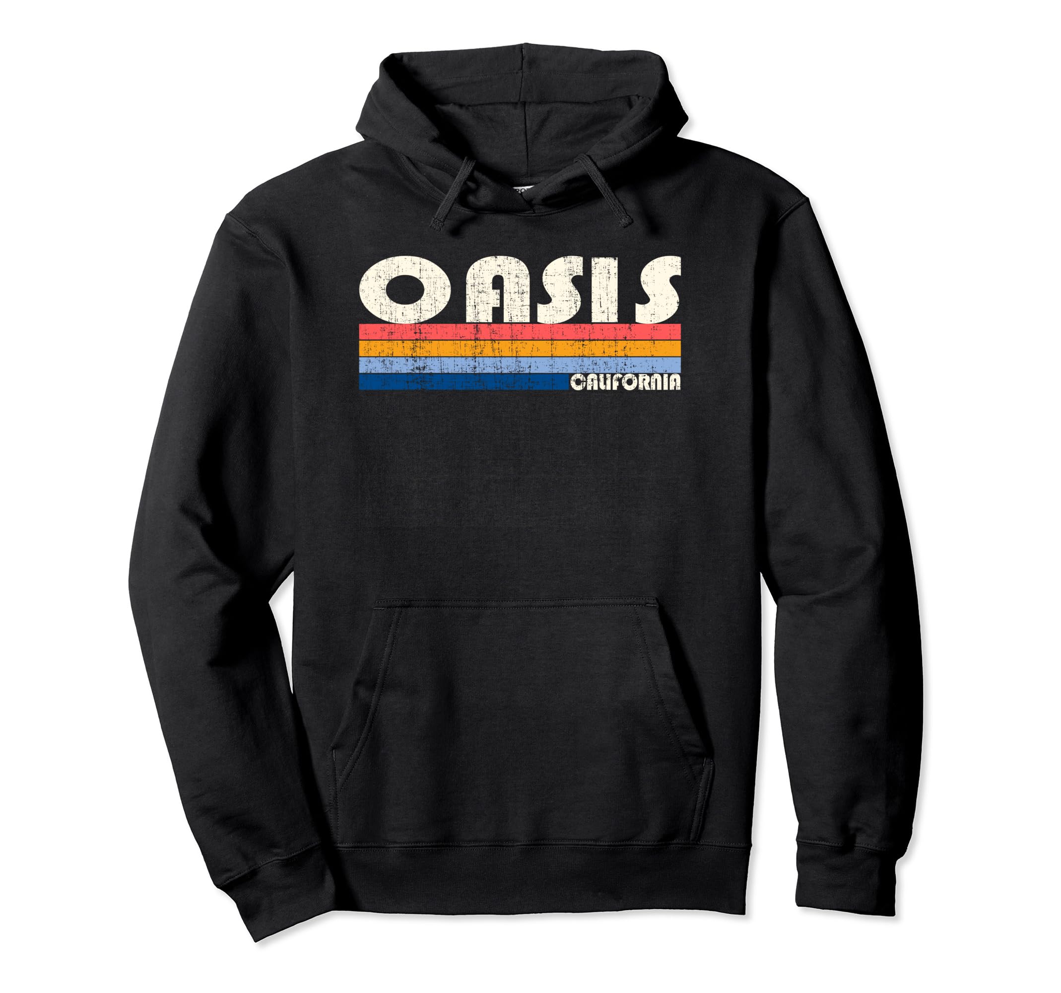 Vintage Retro 70s 80s Style Hometown of Oasis, CA Pullover Hoodie