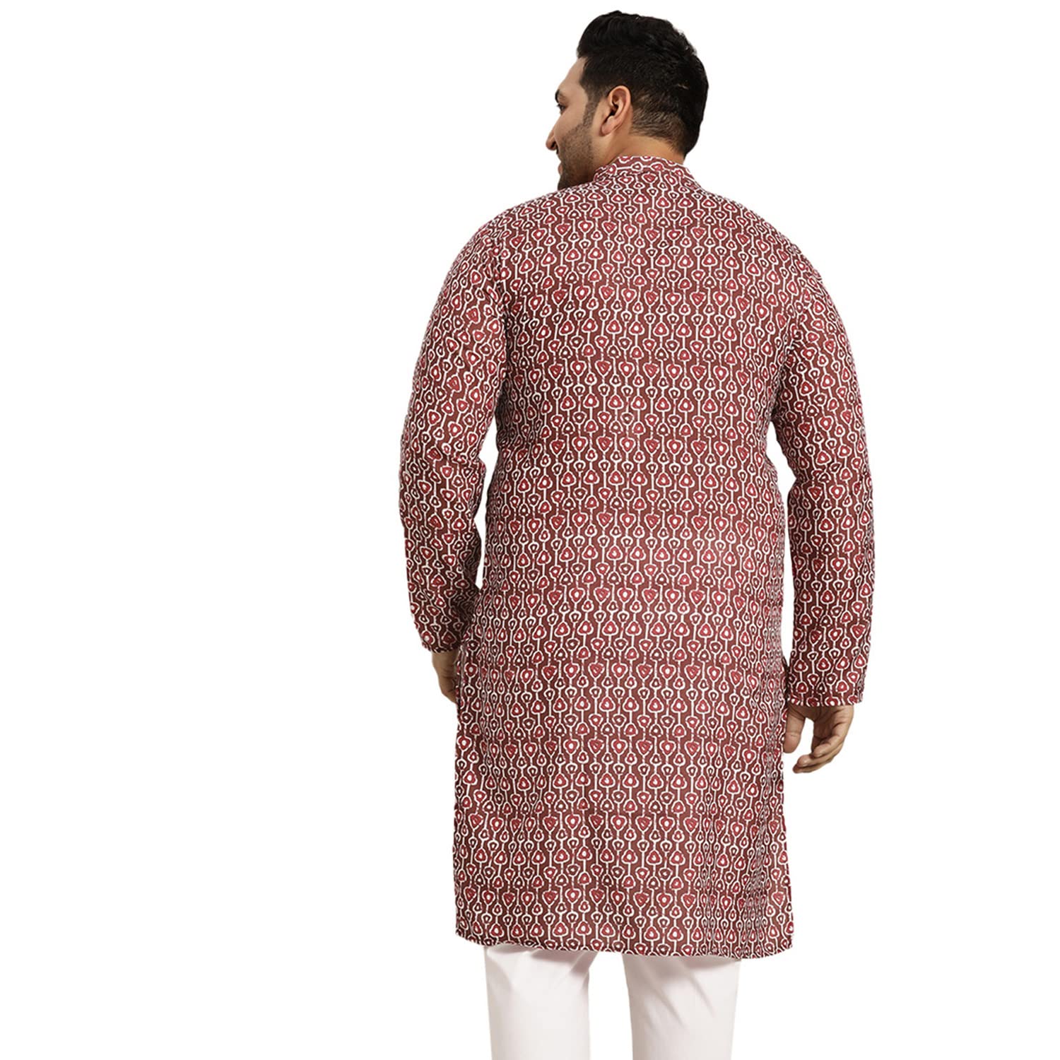 Sojanya Plus (Since 1958) Men's Cotton Brown And Pink Printed Only Long Kurta