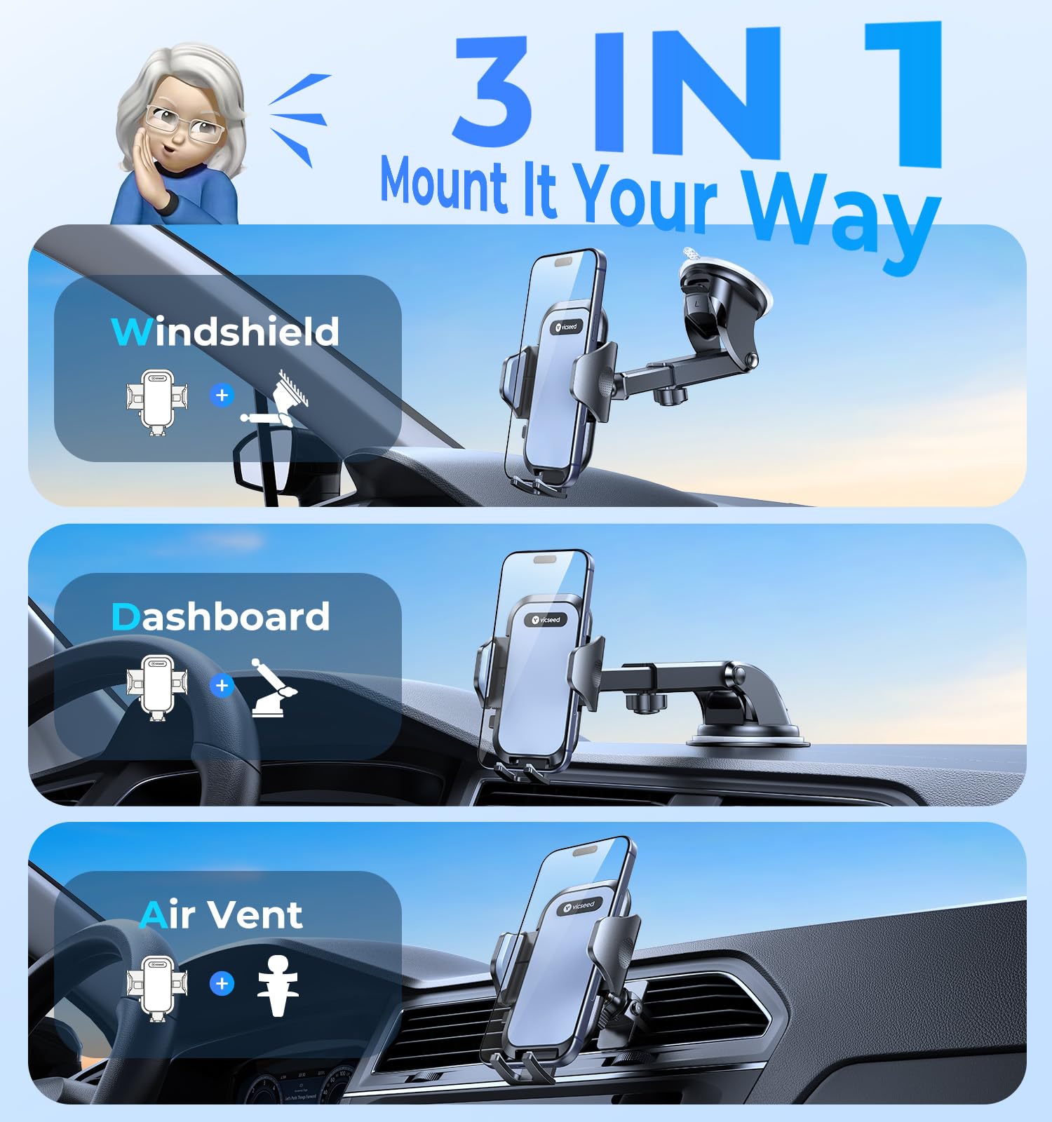 VICSEED 2026 Upgraded Car Phone Holder - Key Features