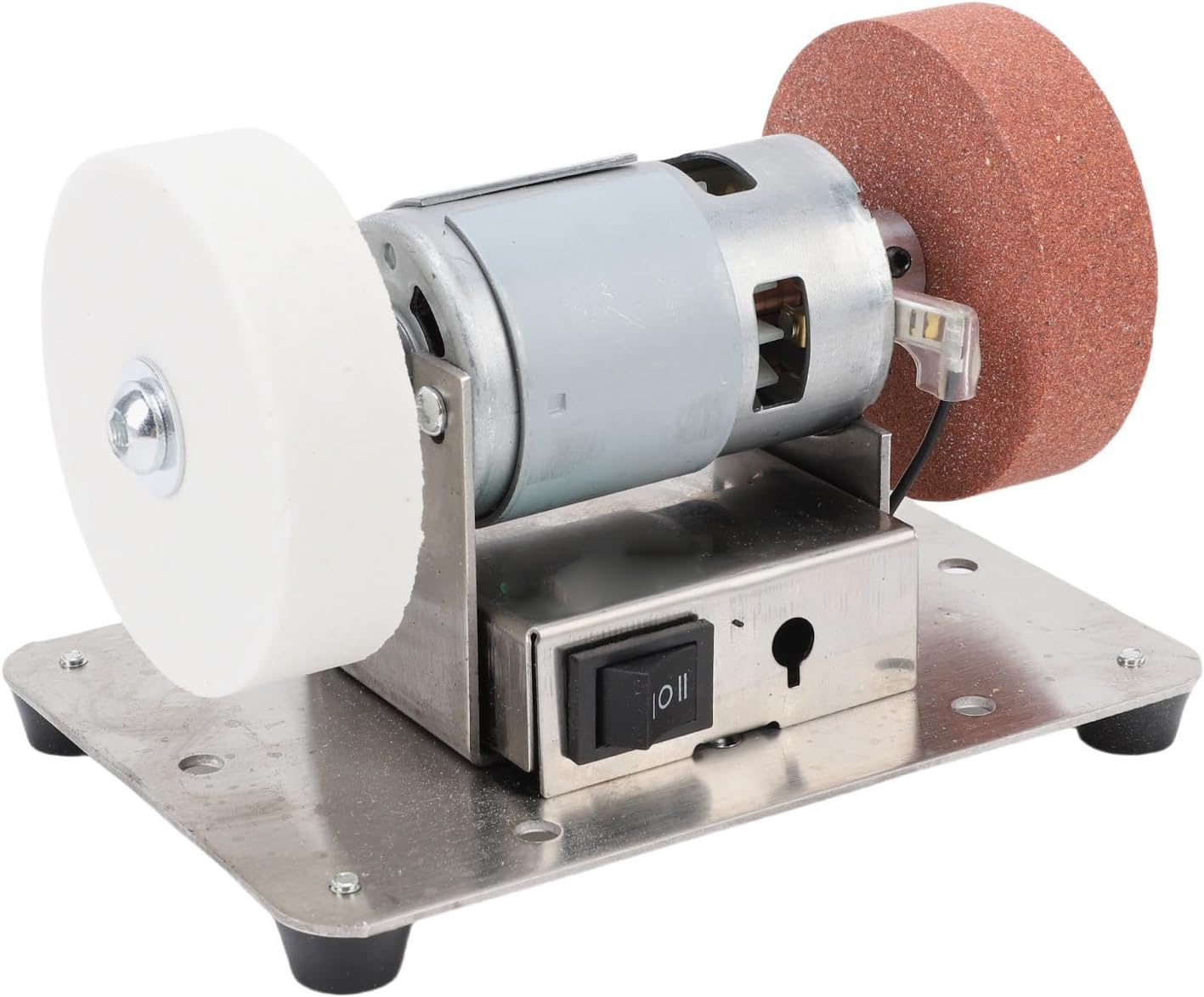 TARSHYRY Mini Bench Grinder with 2 Wheels Electric Multi Purpose Grinding Machine Adjustable Speed for Metal Wood Cutter Making Jewelry Buffing Stainless Steel ABS Rubber Pad
