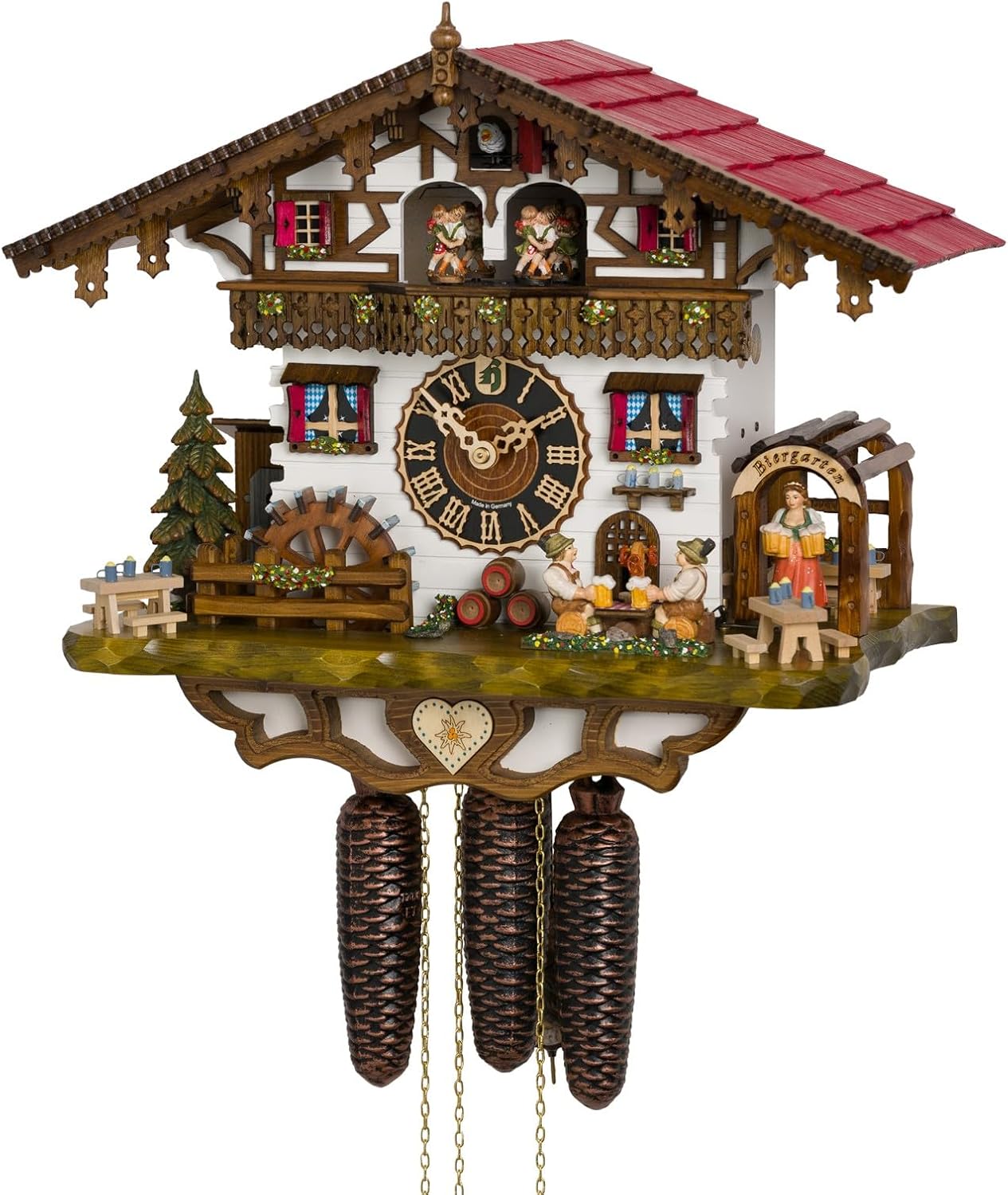 German Black Forest Cuckoo Clock with Beer Drinkers and Waitress | Musical
