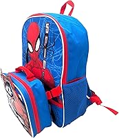 Vista 3 de Fast Forward Mochila desplegable con licencia para niños de 16 pulgadas con lonchera (Spiderman-azul)
