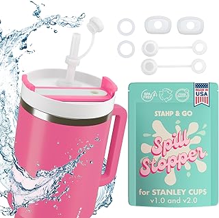 Silicone Spill Stoppers for Stanley Cups | Stanley Spill Stopper 40oz 30oz 1.0 and 2.0 | 2 Stanley Straw Cover, 2 Stanley Stopper Spill, 2 Round Stoppers | Stanley Cup Spill Stoppers | Made in USA
