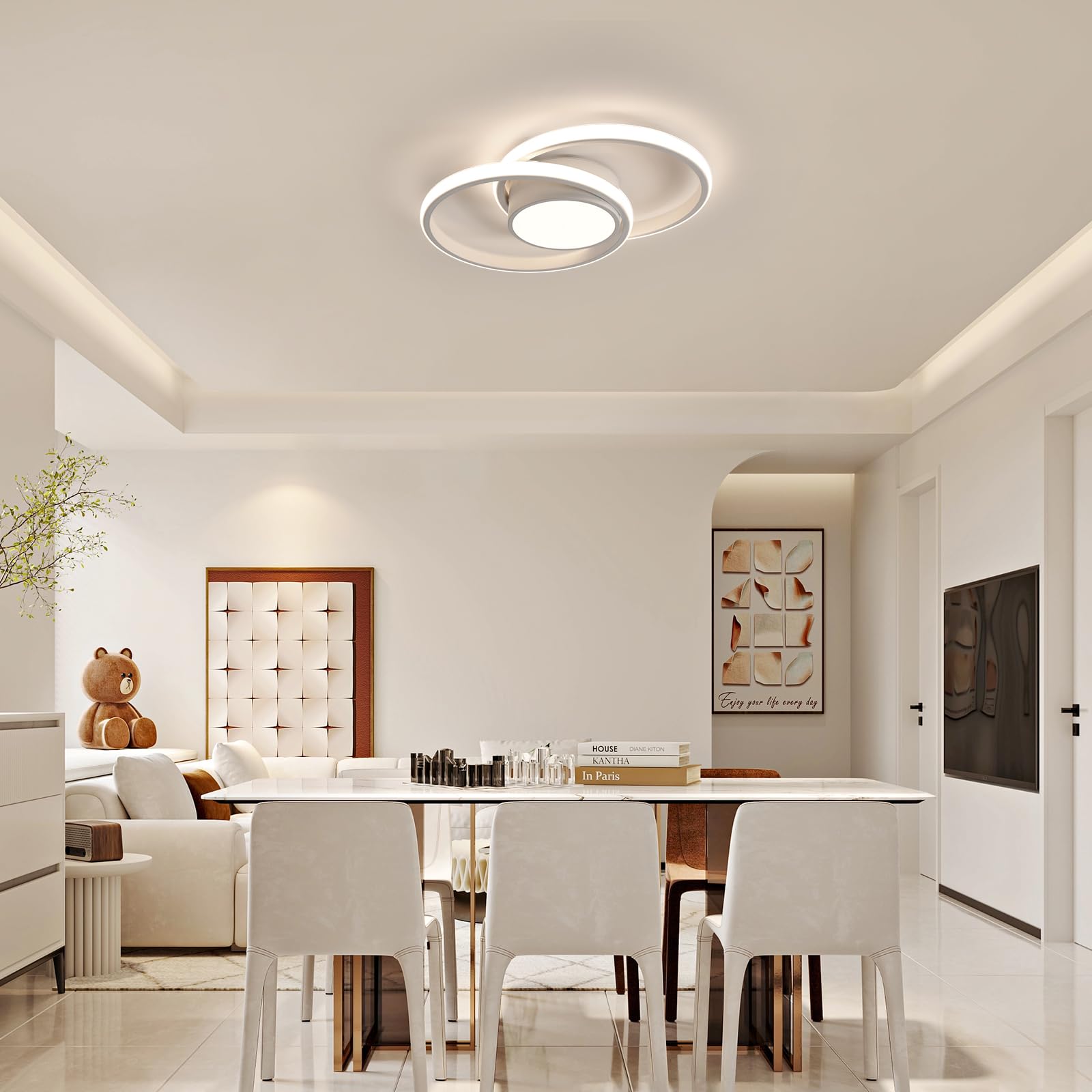 Plafoniera LED Soffitto Dimmerabile 3000K-6500K, 40W 4500LM Lampada da Soffitto Moderna con Telecomando, Lampadario Rotondo LED Bianco in Acrilico per Soggiorno, Camera da Letto, Ufficio