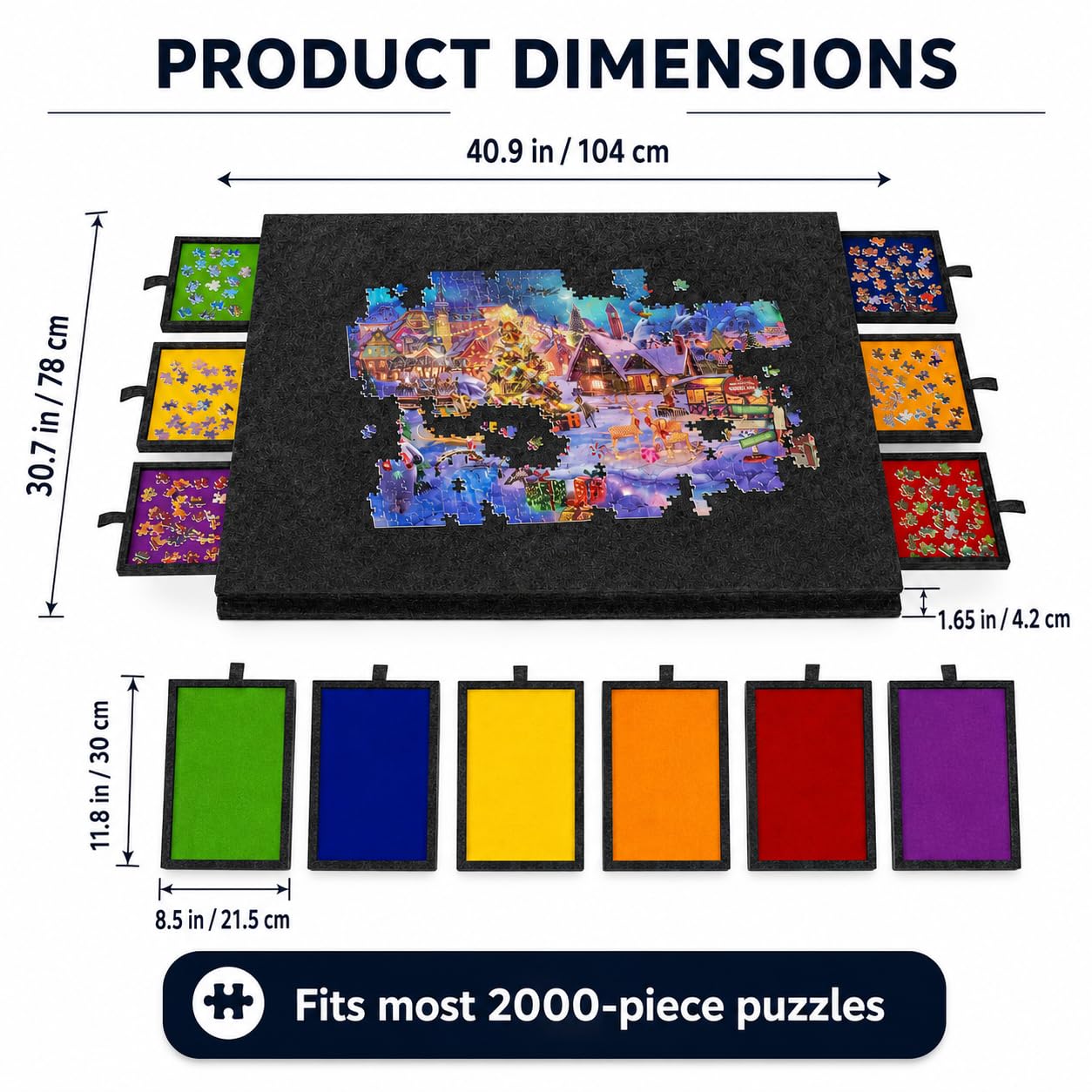 Tavolo puzzle da 2000 pezzi, pieghevole, con 6 cassetti e copertura
