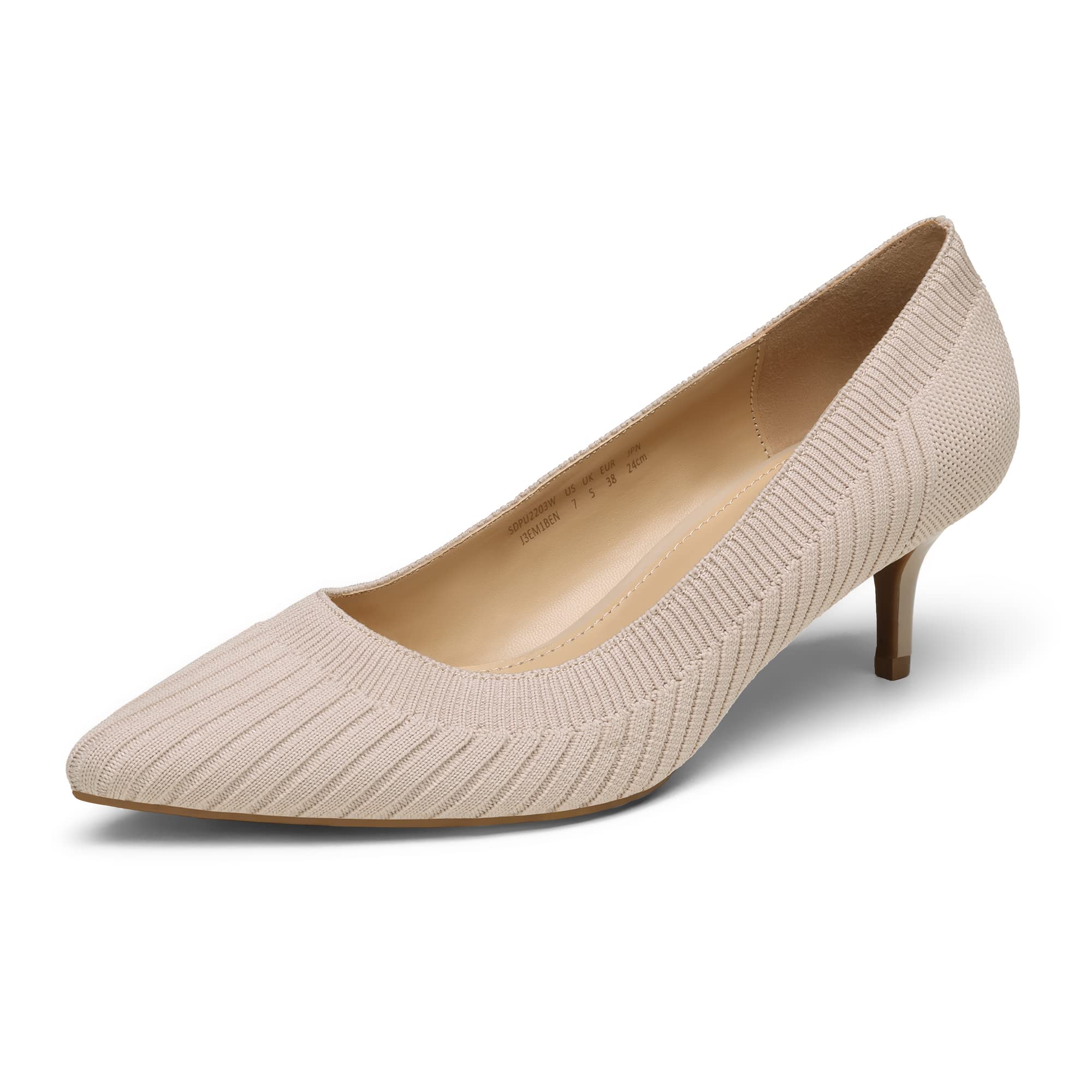 DREAM PAIRS Women's Moda Low Heel D'Orsay Pointed Toe Pump Shoes,Size 9,Nude-Pink/Knitting,SDPU2203W