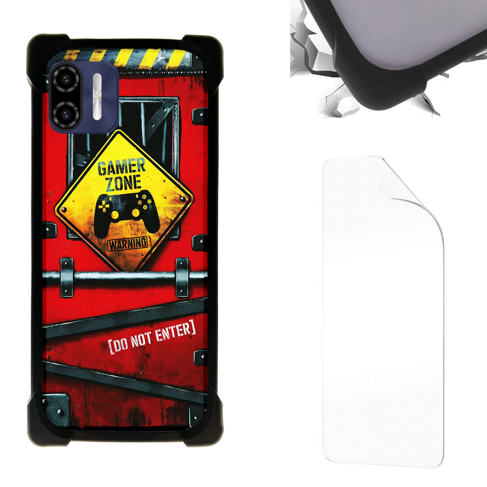 BLU J6S Case Compatible for BLU J6S 2022 Phone Case PC backplane + Silicone Soft Frame Cover + Film Soft TPU Screen Protector JGP