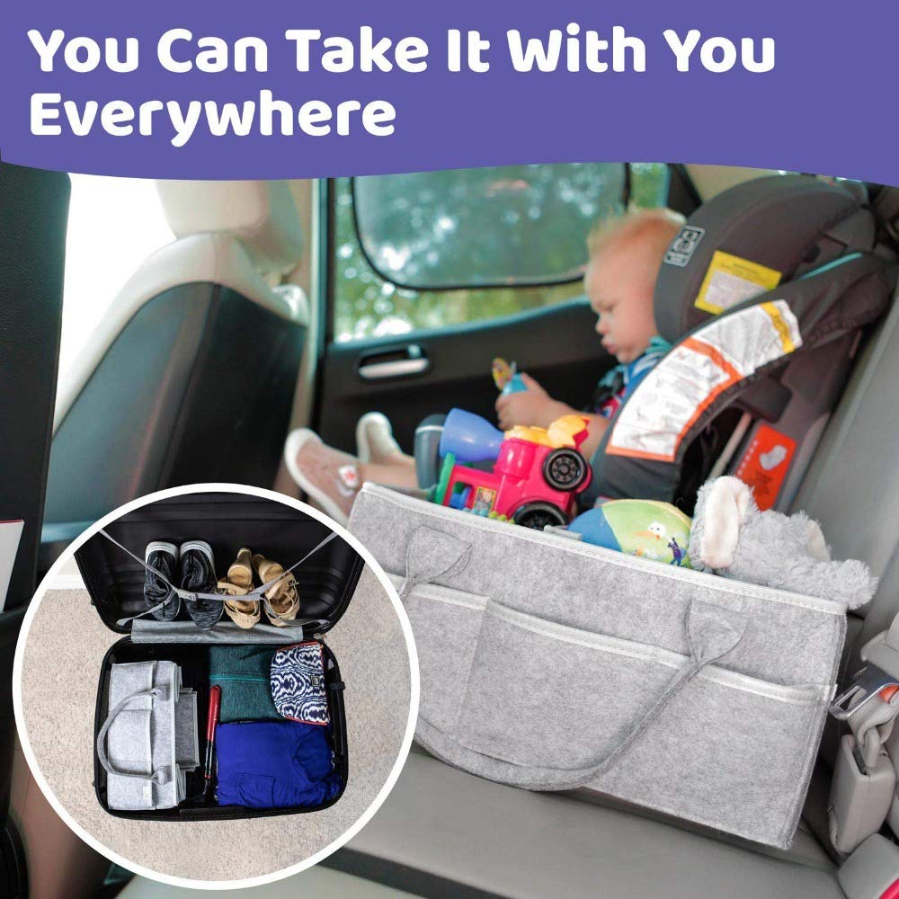Windel Organizer, tragbare Wickeltasche Filz Baby Windel Organizer mit austauschbaren Fächern für Wickeltisch, Beißring, Windel, Lätzchen, Dusche Geschenkkorb