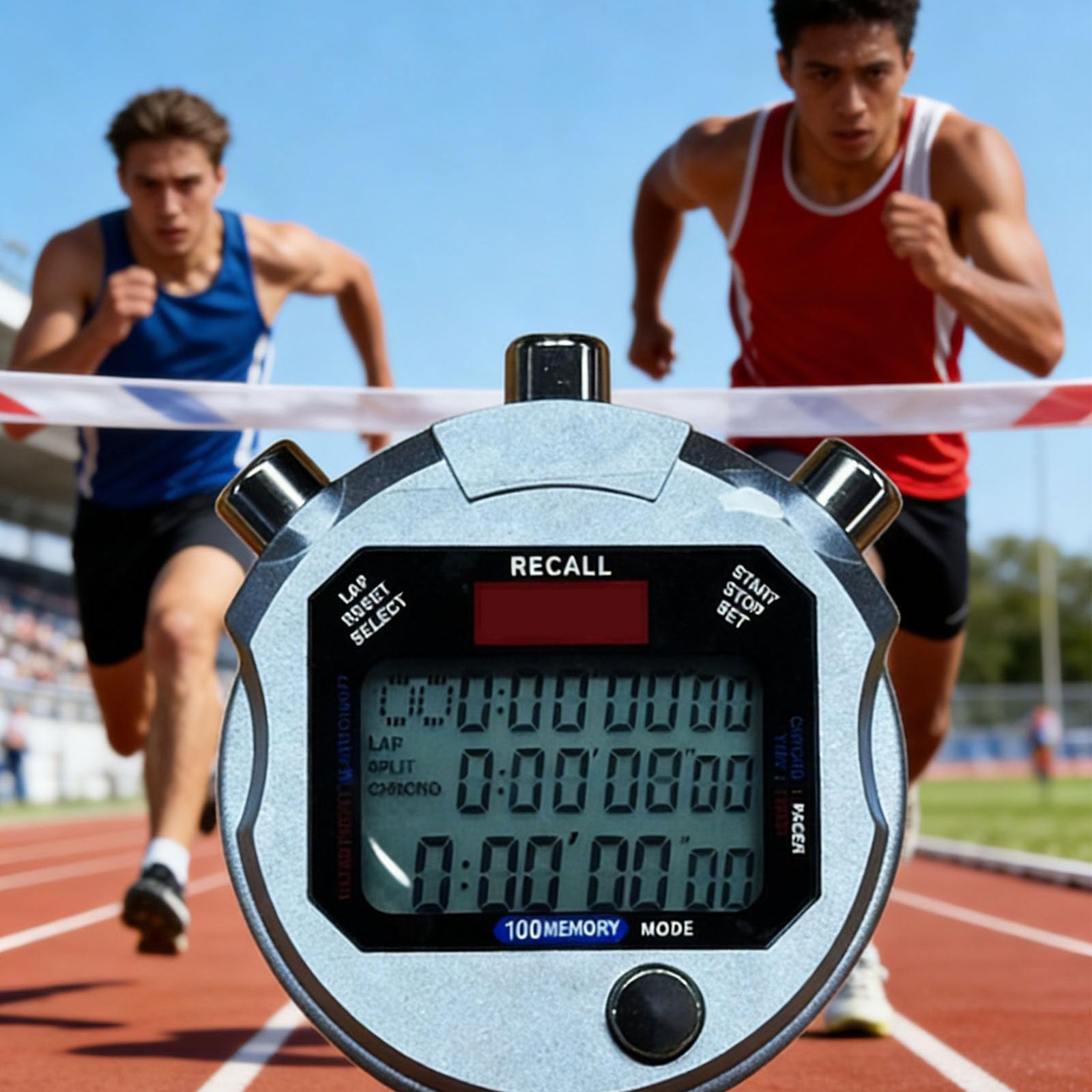 Reloj electrónico de alta precisión para árbitros deportivos que resaltan 3 filas de 100 carriles de manejo suave y tiempo preciso de competencia