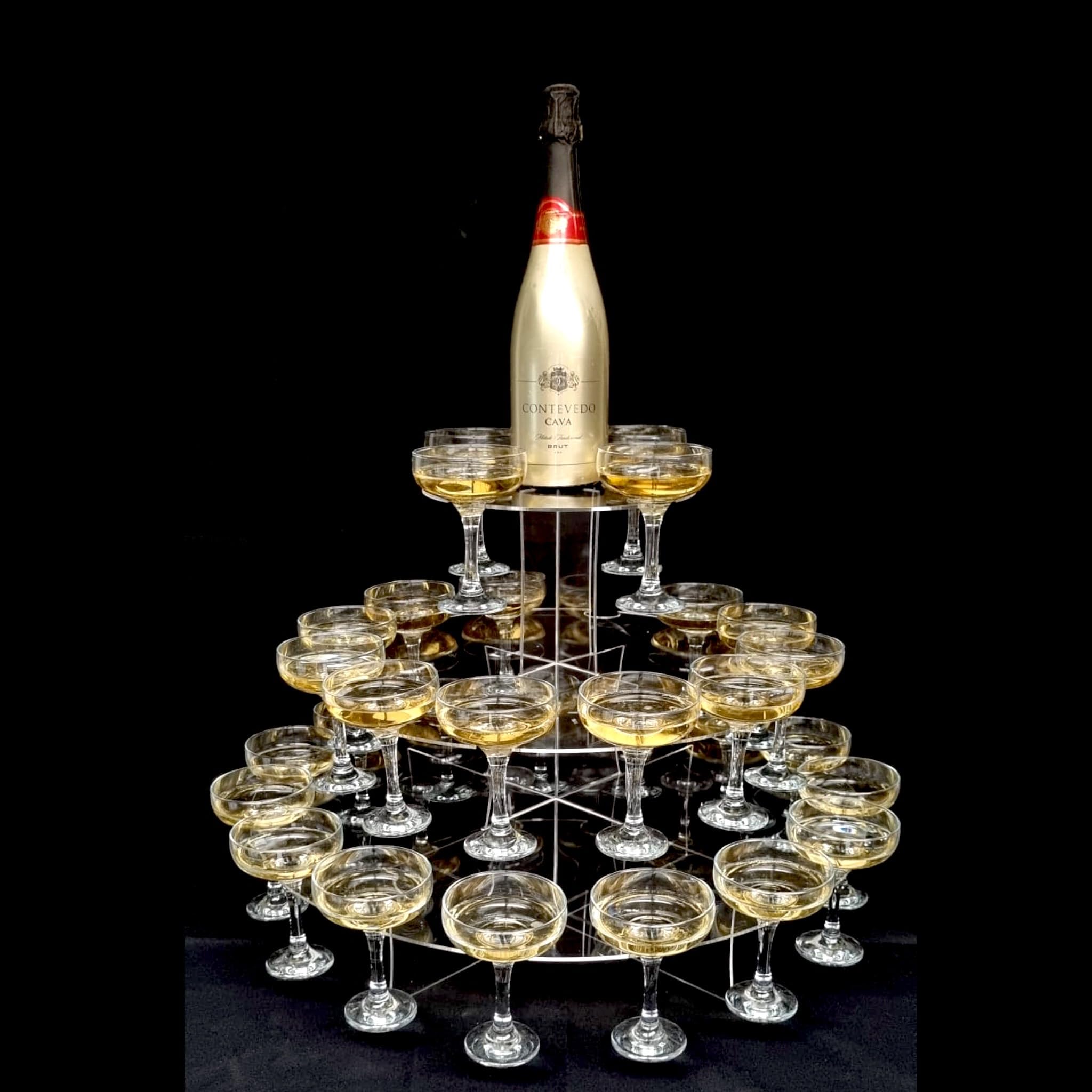 Servewell Champagne Acrylic Stands (no bottles included) Wedding & Party Stands for Coupe glasses & Champagne Bottles (not included) - Re-usable