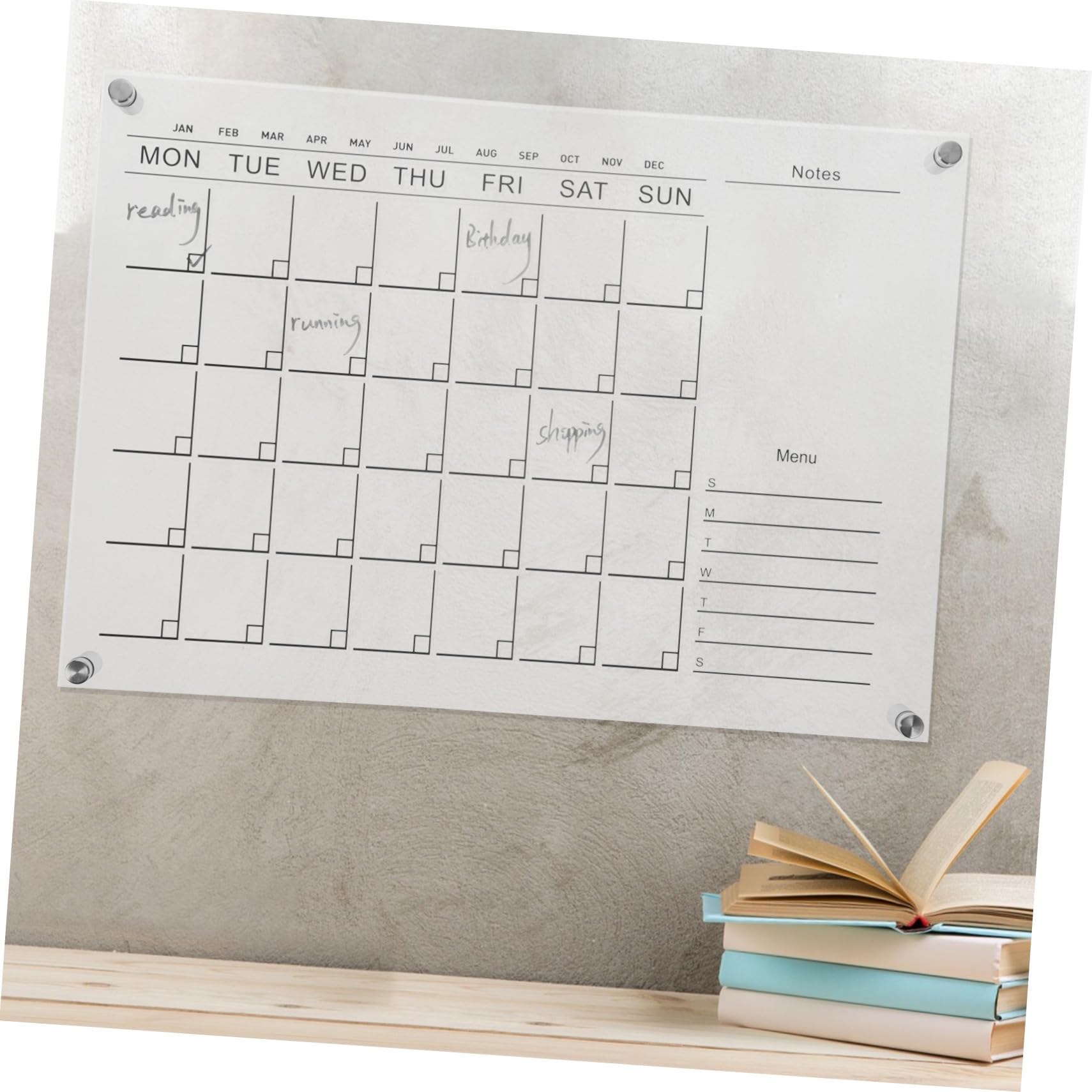 4 Ensembles Tableau Calendrier Effaçable Acrylique Transparent Planificateur Hebdomadaire Suspendu Pratique Tableau Mémo Muraux avec Feutre Organisation Famille et Bureau