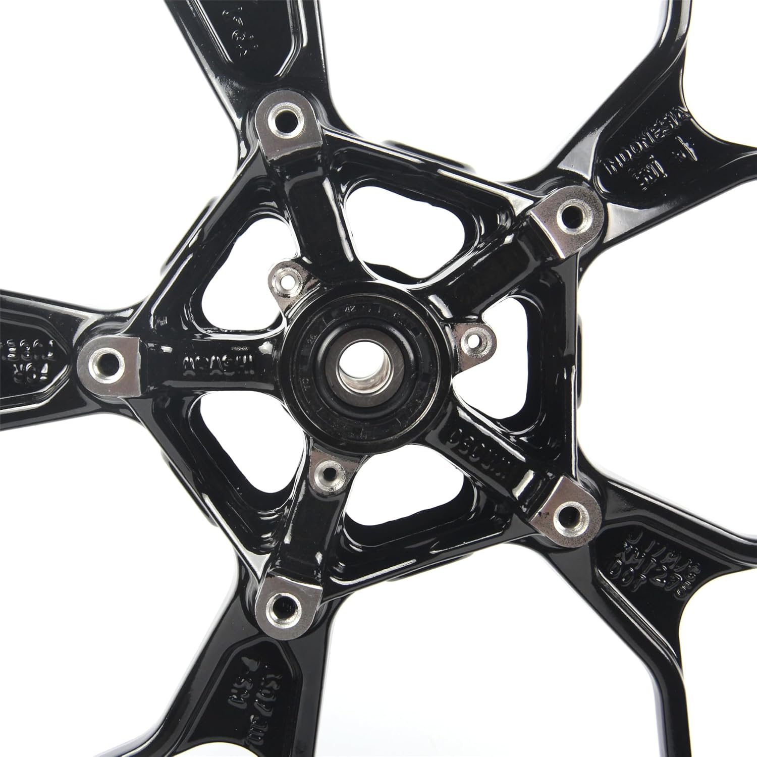 Gloss Black Front Wheel Rim and Brake Disc Rotor Compatible with Yamaha YZF R3 R25 2015-2024 ABS include, MT03 MT25 2015-2024, Motorcycle Replacement Accessories Parts