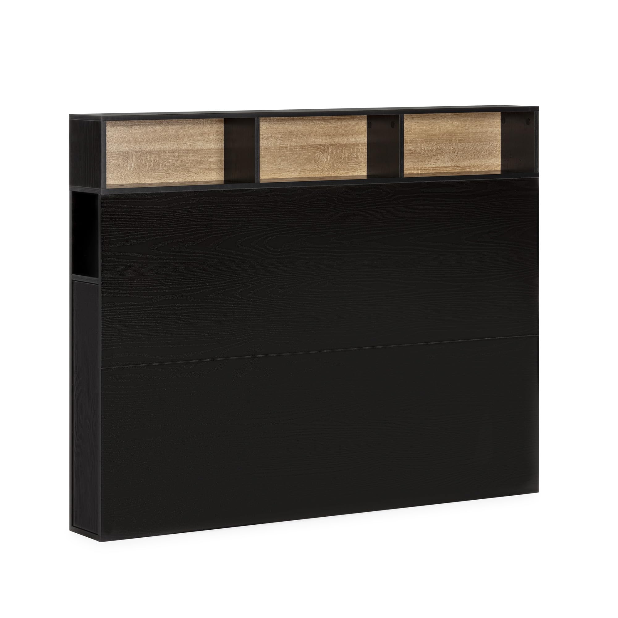 HOMN LIVING Cabecero de Cama Zeus 165 cm con almacenaje Negro, 2 Puertas 9 Huecos