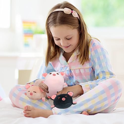 Miniatura 8 de Mamá de peluche de cerdo de 19.6 pulgadas con 3 peluches de cerdo, 4 piezas de almohada de peluche de cerdo, almohada suave Kawaii Toys para abrazar