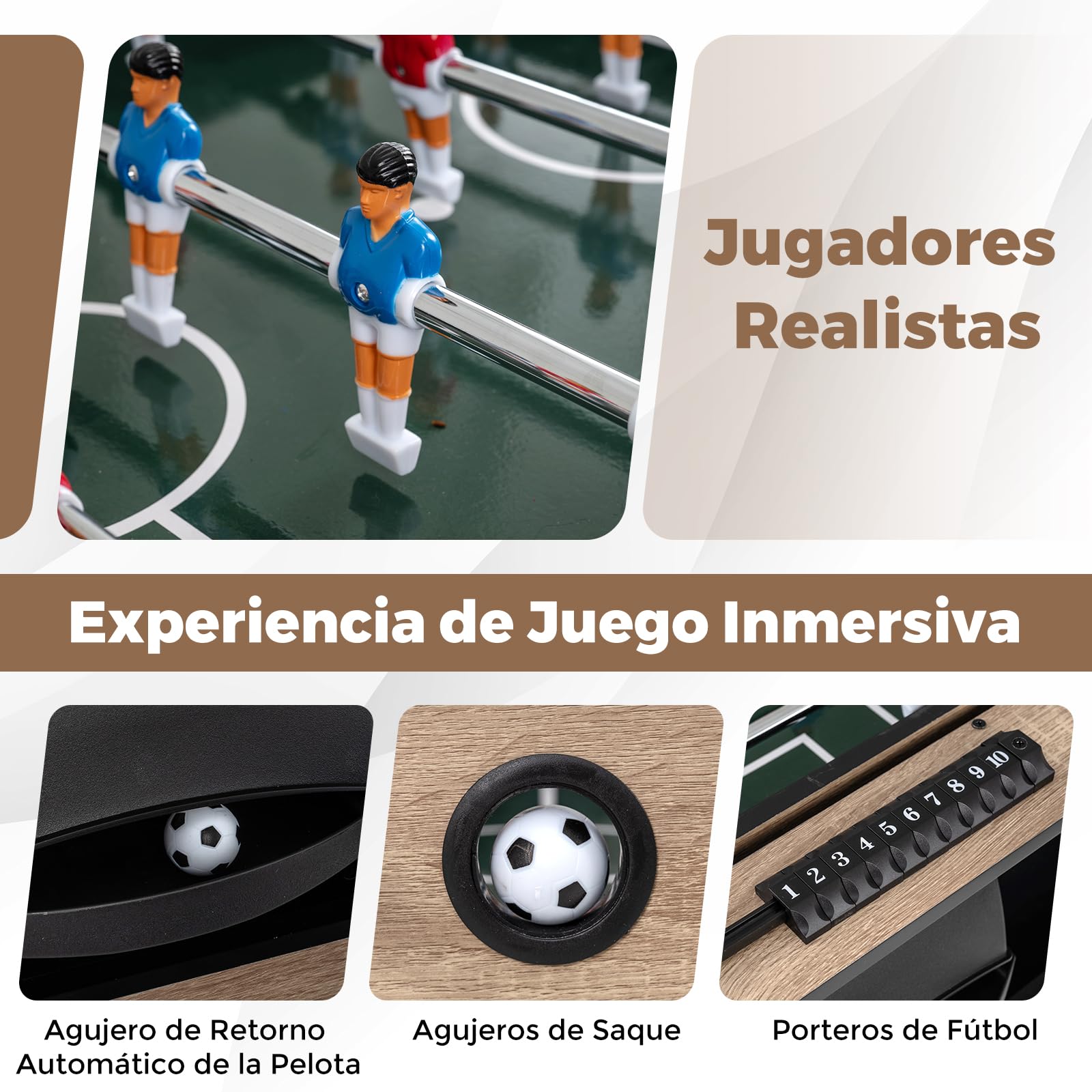 COSTWAY 2 en 1 Mesa Multijuegos Giratoria Futbolín y Billar para Adolescentes y Adultos