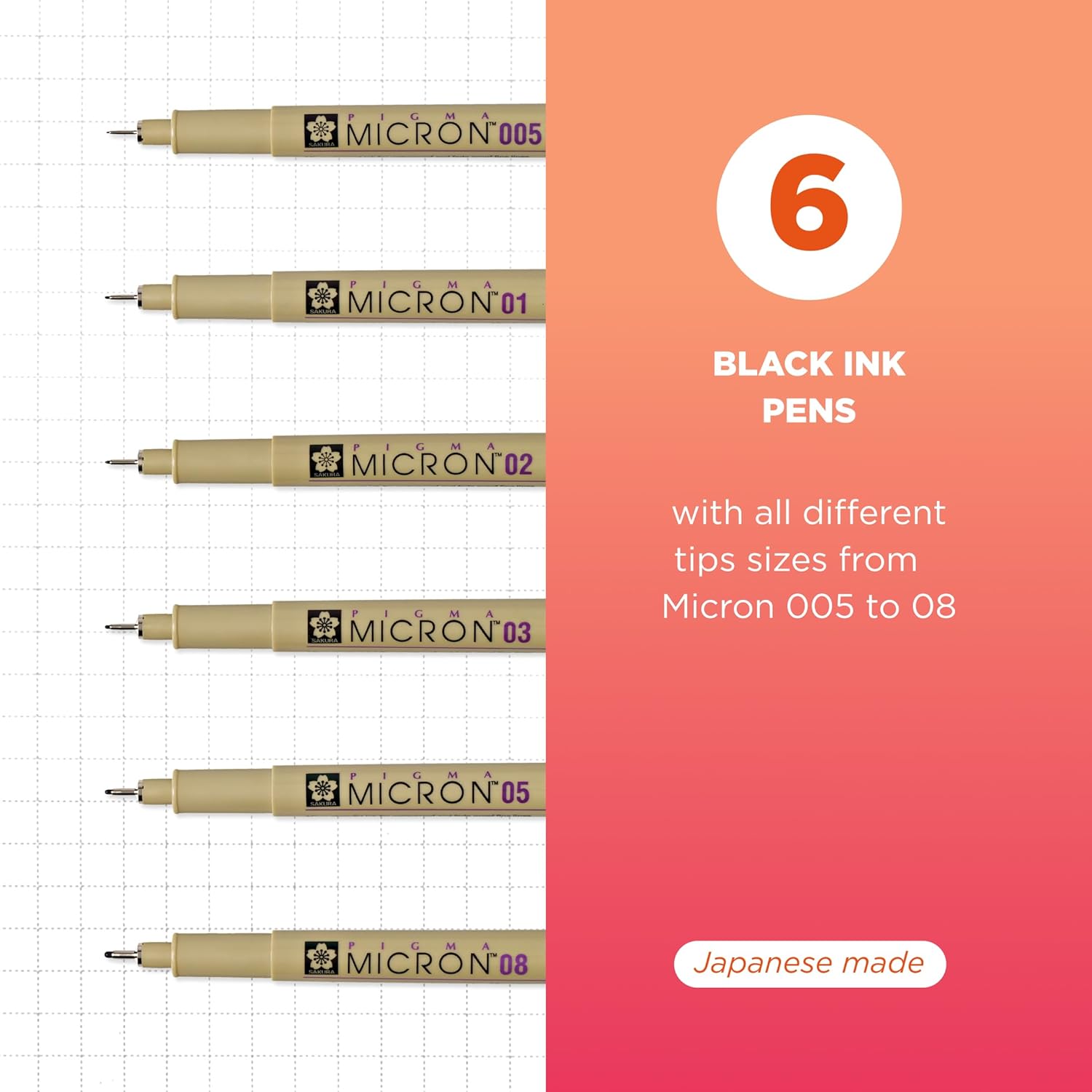 SAKURA Pigma Micron Fineliner Pens - Archival Black Ink Pens - Pens for Writing, Drawing, or Journaling - Assorted Point Sizes - 18 Pack image 2