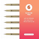 Sakura Pigma Micron Fineliner Pens - Archival Black Ink Pens - Pens for Writing or Drawing - Holiday Gifts for Artists, Crafters & DIY Gifts Projects - Assorted Point Sizes - 6 Pack