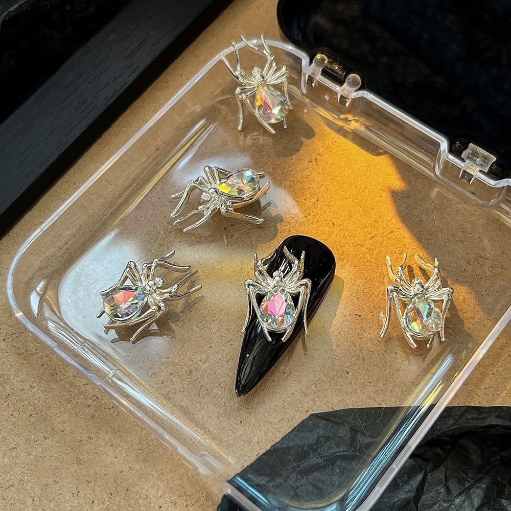 Spider Decoration 5 Pcs Gothic Design Manicure Jewelry Colorful Spider Nail Art Rhinestones Manicure(5 pcs Style 5)