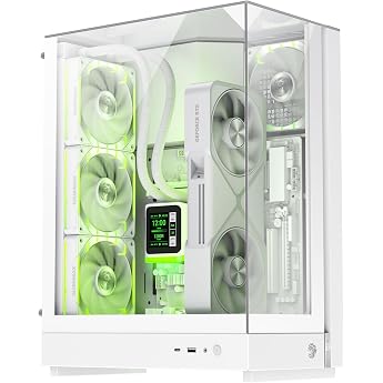 GAMEMAX T20 WH M-ATX Gaming Case 270  Panoramic Tempered Glass with 90  Motherboard Vertical GPU 2 x 120 mm ARGB Fan 360 mm Radiator SFX/SFX-L BTF-Ready White PC Case for White Build White