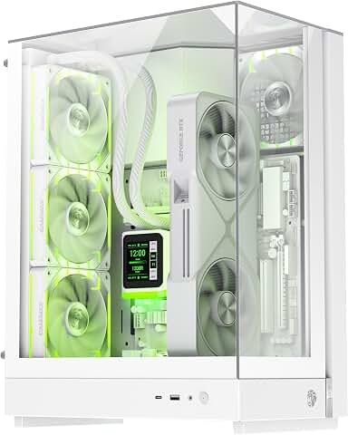 GAMEMAX T20 WH Boîtier PC Gamer Blanc Micro-ATX Verre Trempé 270° Aquarium 90° Carte Mère GPU Vertical 2×120mm ARGB Radiateur 360mm SFX BTF-Ready pour White Build