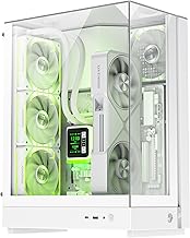 GAMEMAX T20 WH M-ATX Gaming Gehäuse 270° Panorama Temperglas mit 90° Mainboard Vertical GPU 2×120mm ARGB Lüfter 360mm Radiator SFX/SFX-L BTF-Ready White PC Case für White Build Weiß