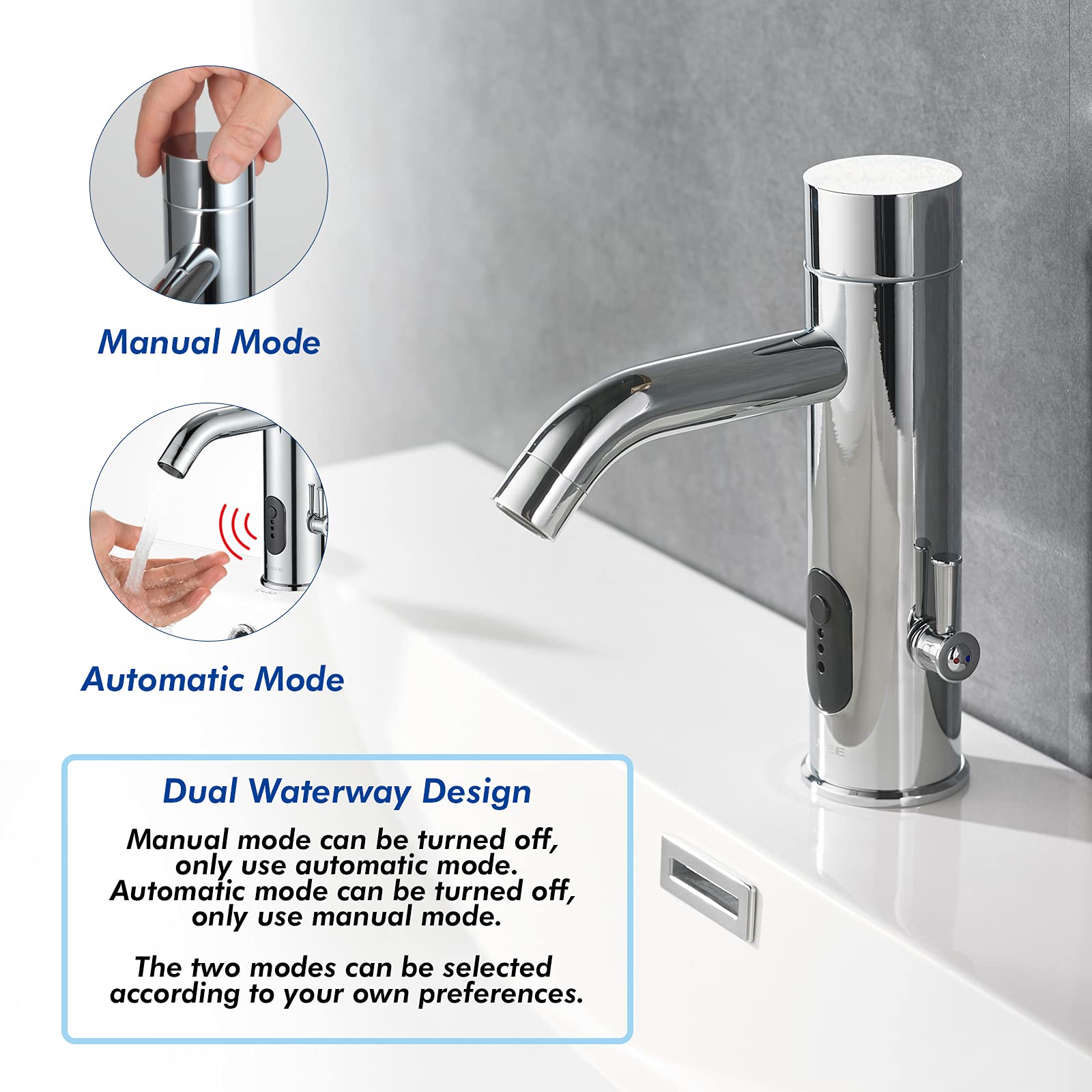 Touchless Bathroom Faucet - Auto & Manual Control -2