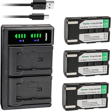 Kastar 3-Pack SB-LSM80 Battery and LTD2 USB Charger Replacement for Samsung VP-D355 VP-D361 VP-D362 VP-D363 VP-D364 VP-D365 VP-D371 VP-D372 VP-D375 VP-D451 VP-D453 VP-D454 VP-D455 VP-D461 VP-D463