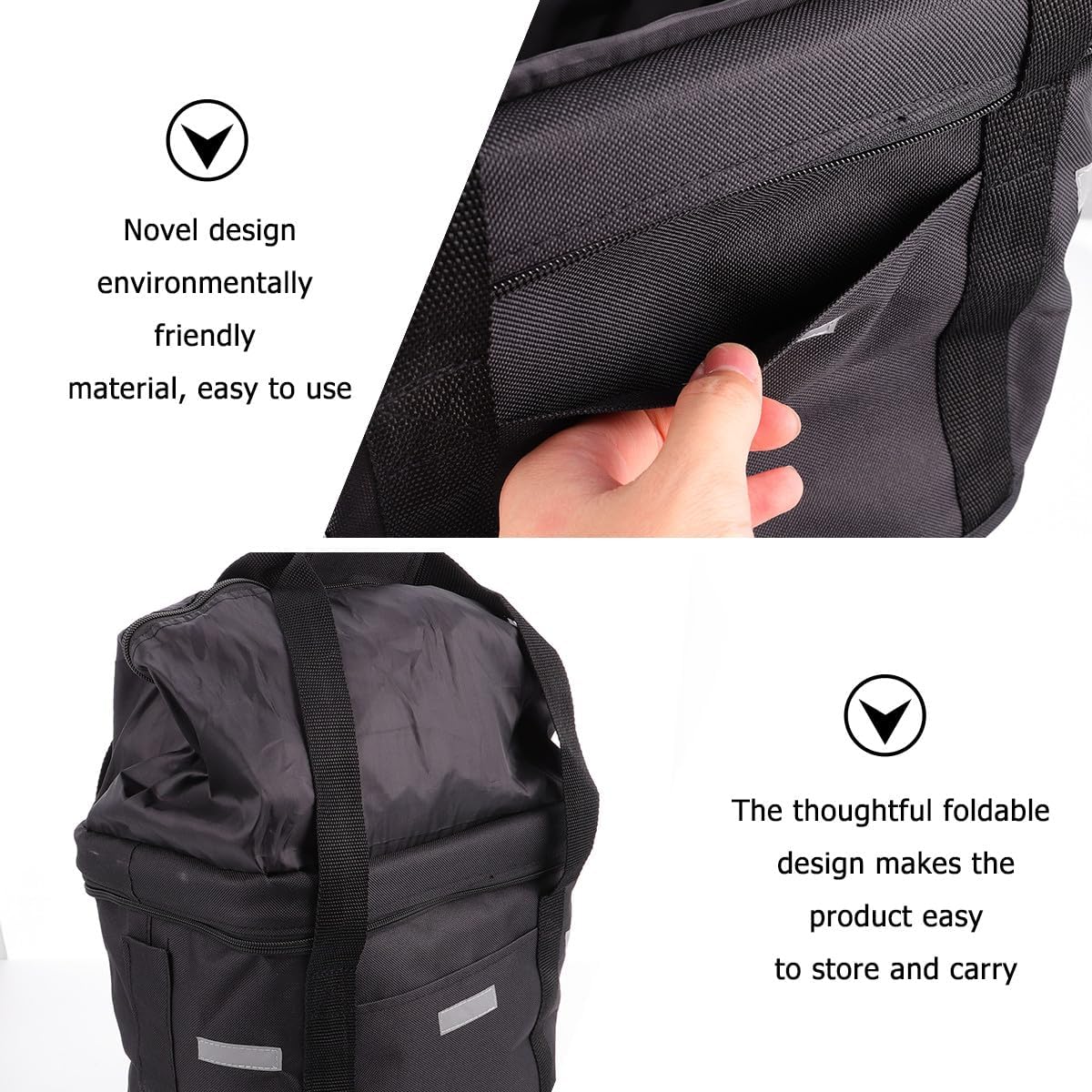 Foldable Waterproof Canvas Bike Basket with Zipper Electric Bike Storage Basket for Commuting and Outdoor Cycling for Electric Scooters