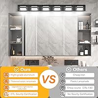 Vista 2 de Ralbay Lámpara de tocador LED moderna de 48 pulgadas para baño, 6 luces, moderna lámpara de pared de baño de acrílico LED en mate negro para tocador