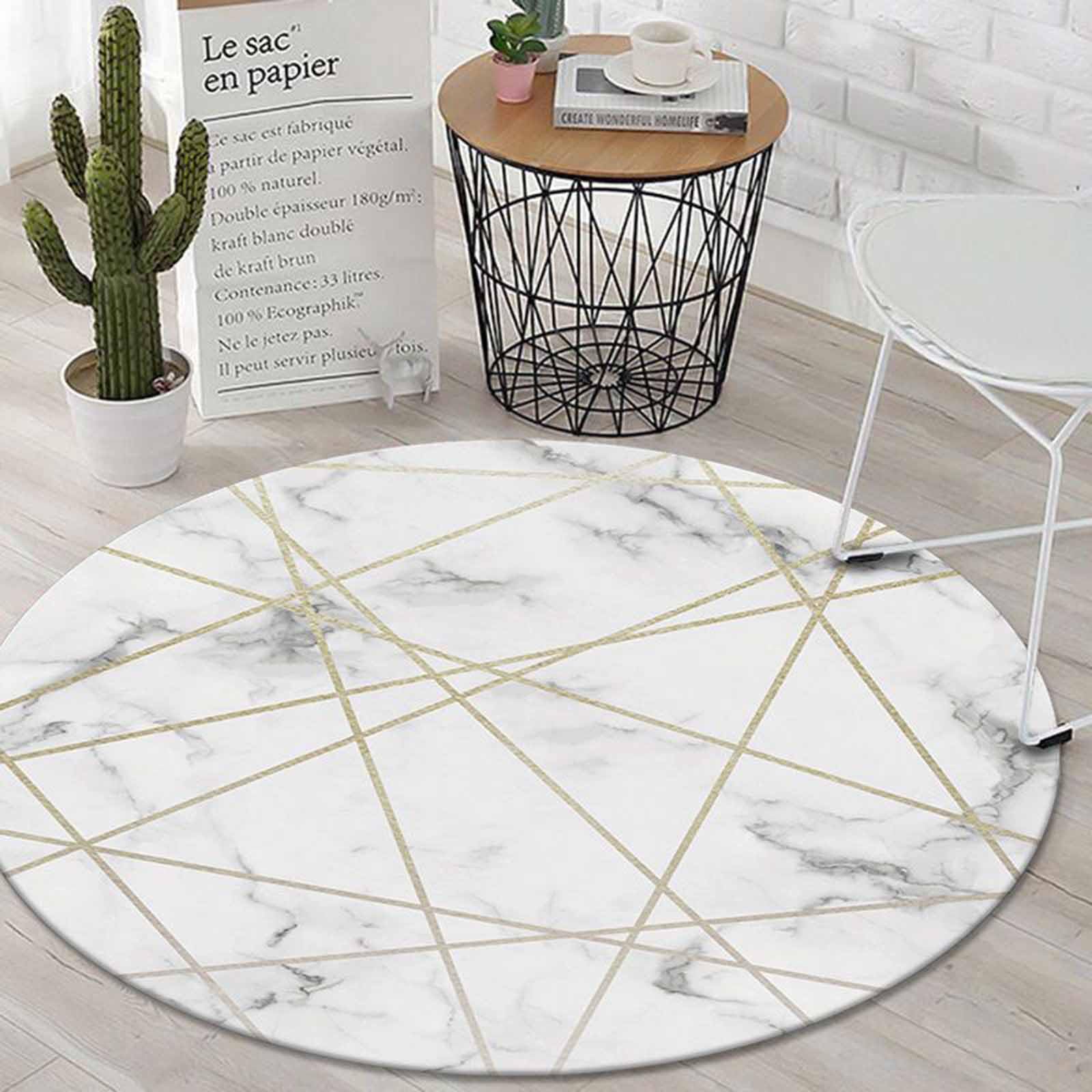 Tapis géométriques pour Salon Gris Blanc Or 60cm 80cm 100cm 120cm 140cm 160cm 180cm 200cm Tapis Shaggy Salon café Chambre