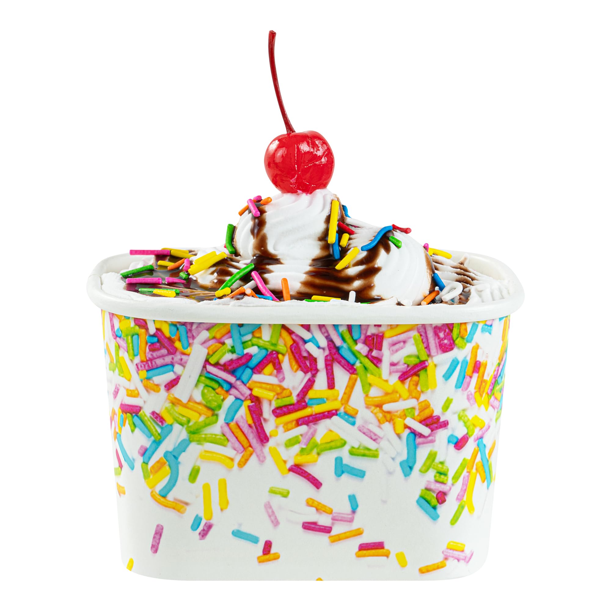 Restaurantware Paper Cups 200 Count 12 Ounce Square Disposable Ice Cream Containers, Leak-Resistant Paper Dessert To Go Cups, Hot And Cold Food, Durable Party Sprinkles Design, Lids Sold Separately