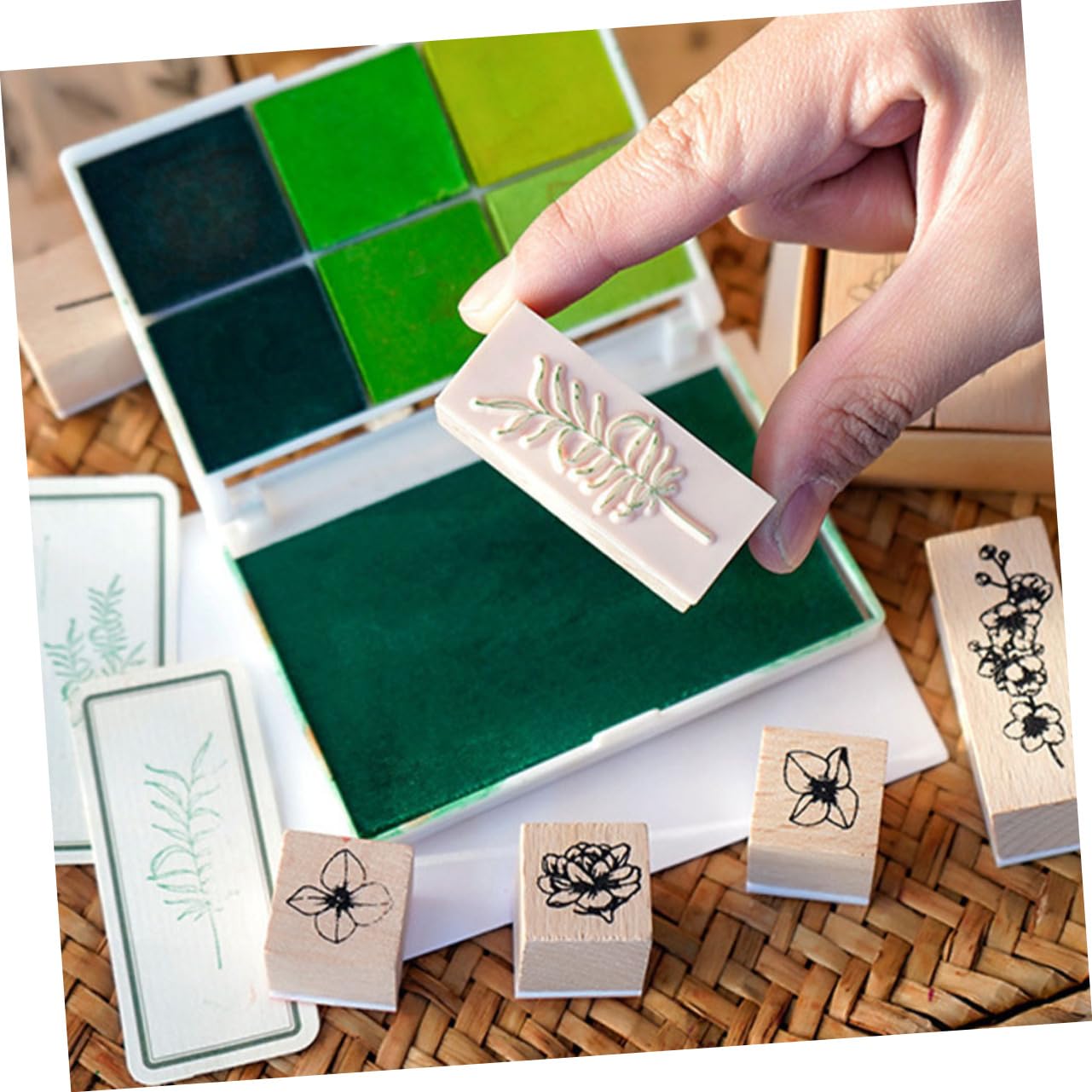 Veemoon 4 Set Timbri Legno per Scrapbooking Motivi Decorativi per Creazioni Fai da Tper Biglietti