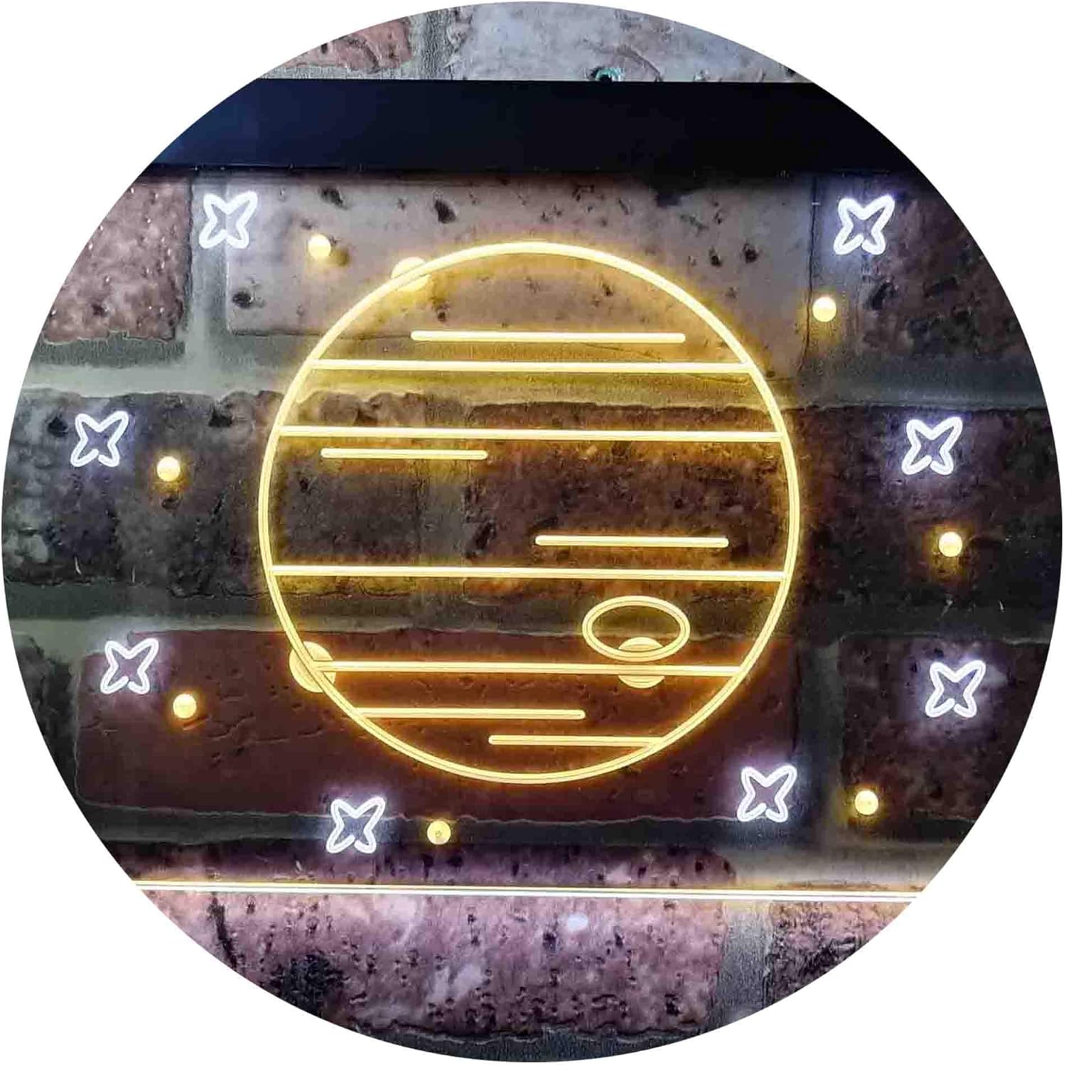 ADVPRO Jupiter Planet Galaxy Space Kid Room Dual Color LED Neon Sign White & Yellow 12 x 8 Inches st6s32-i3701-wy