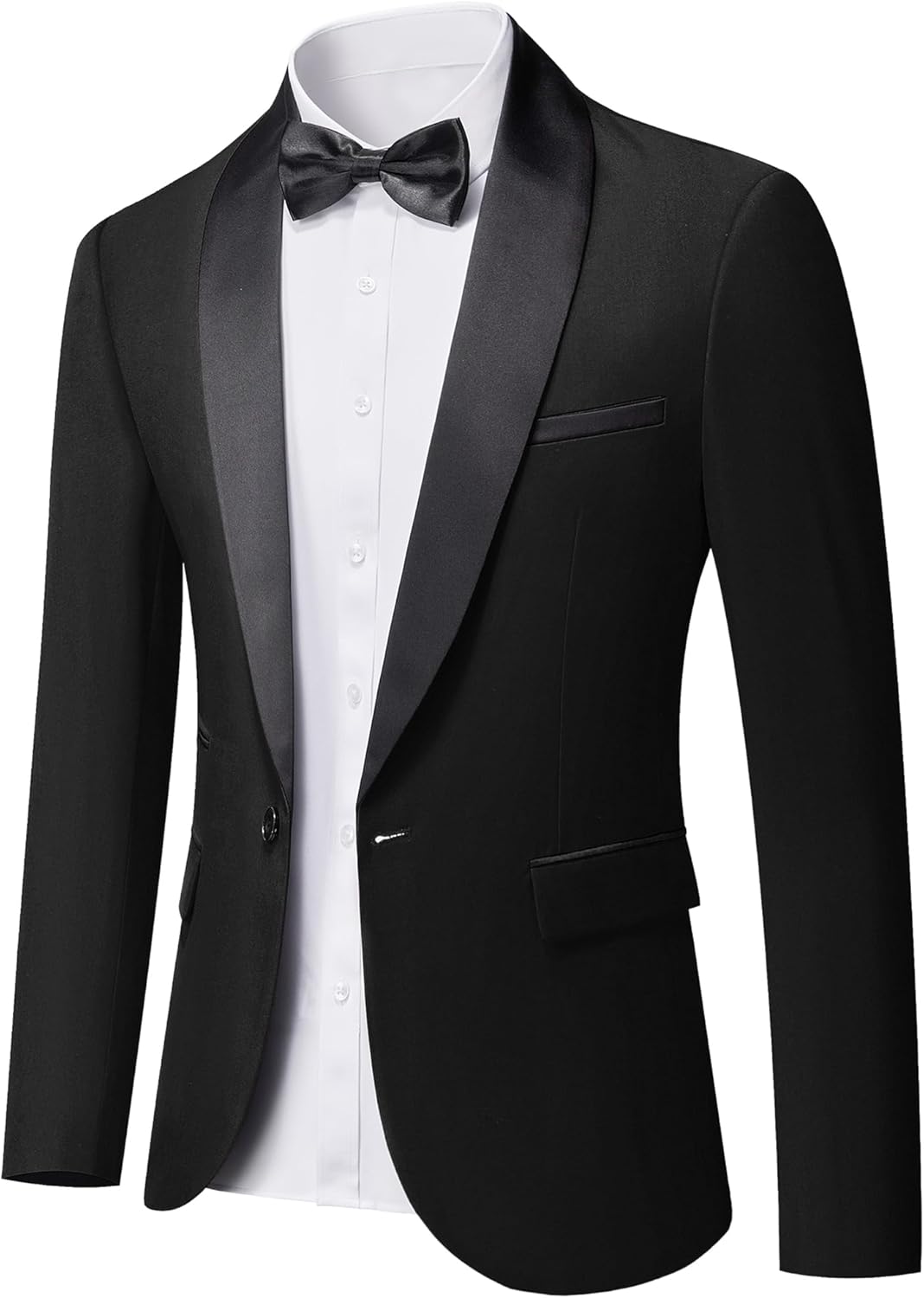 YND Men's One Button Casual Slim Fit Blazer, Shawl Lapel Lightweight Jacket Dinner Prom Party Tuxedo