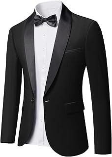 Men's Casual Blazer One Button Shawl Lapel Jacket, Lightweight Coats for Wedding Party - Buy now