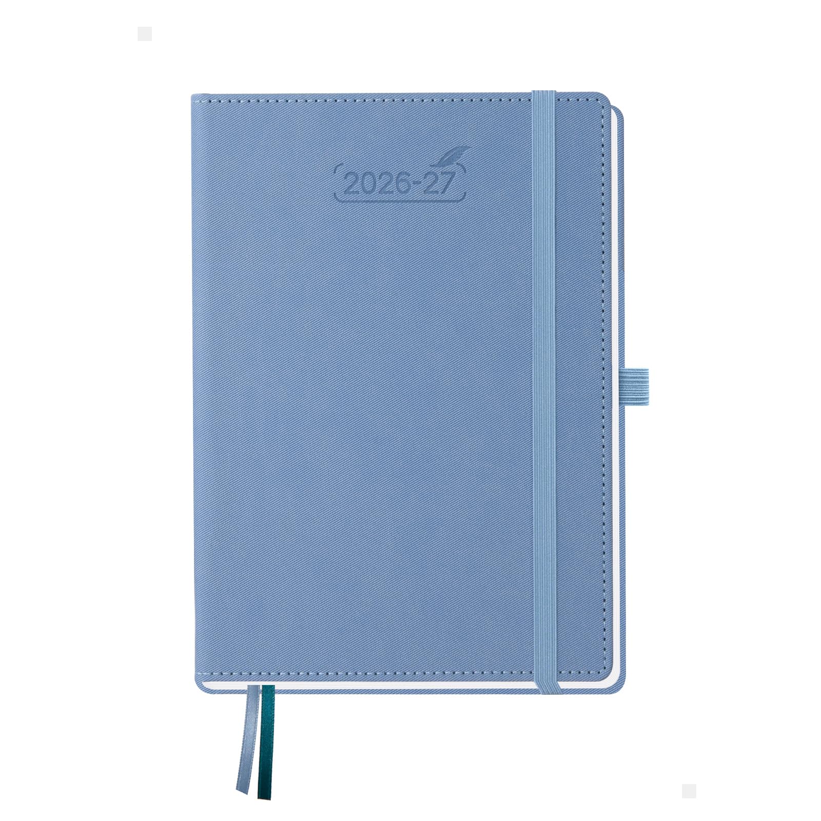 BEZEND A5 Academic Diary 2026-2027 Week to View Hardcover runs Jul'26 - Dec'27. Horizontal Weekly Planner with Notes, Monthly Tabs & Inner Pocket. for Work and Home. Vegan Leather Cover - Blue