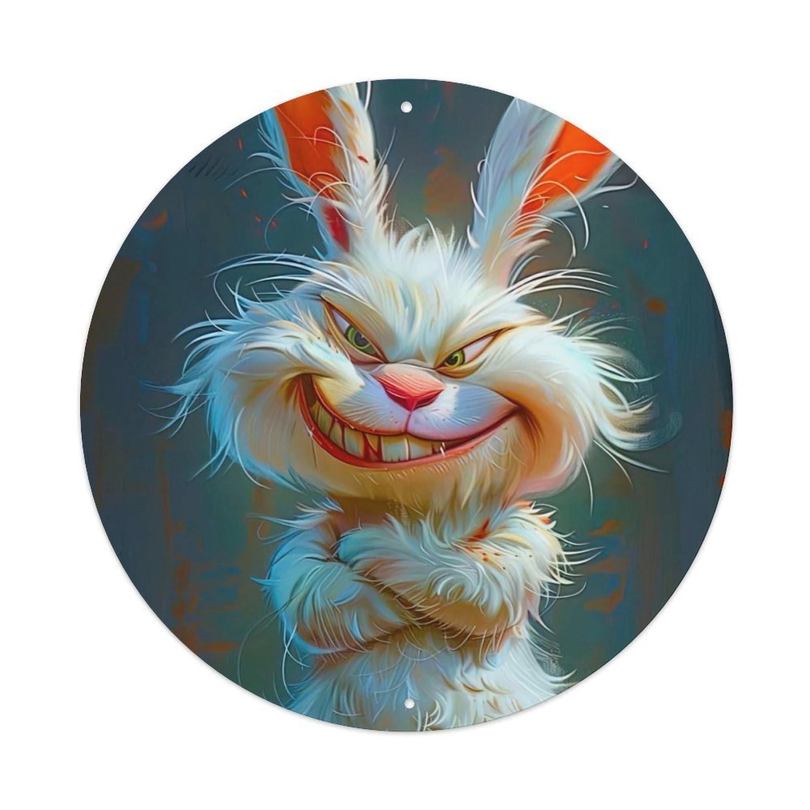 Animal White Cartoon Rabbit Metal Tin Sign