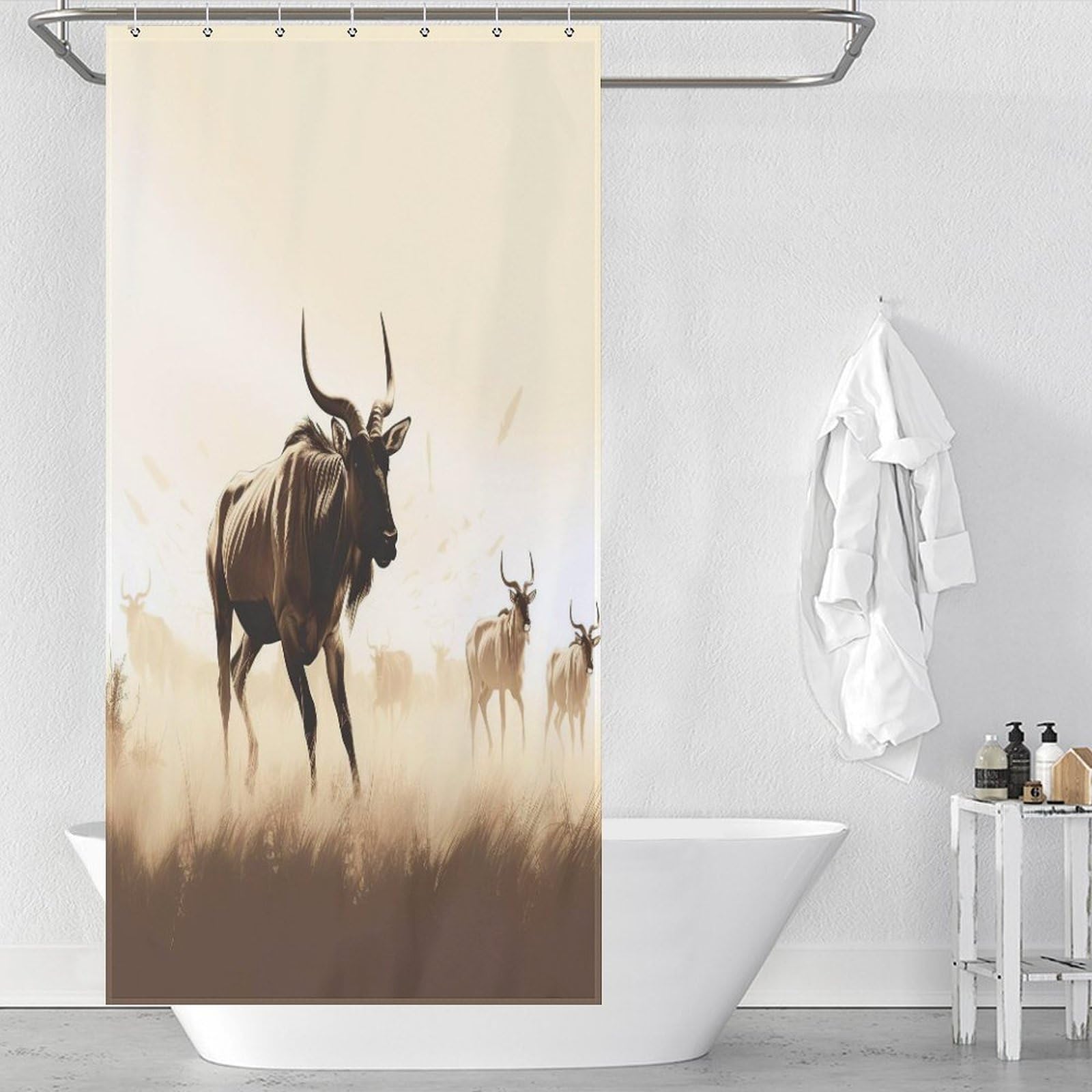 Rideau de douche anti éclaboussure antilope tissu étanche 92x183